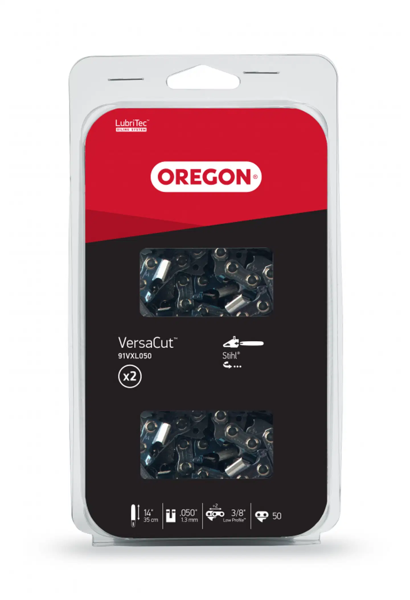 Oregon moottorisahan teräketjupaketti 2 kappaletta, 3/8”, 1,3 mm, 50 vetolenkkiä