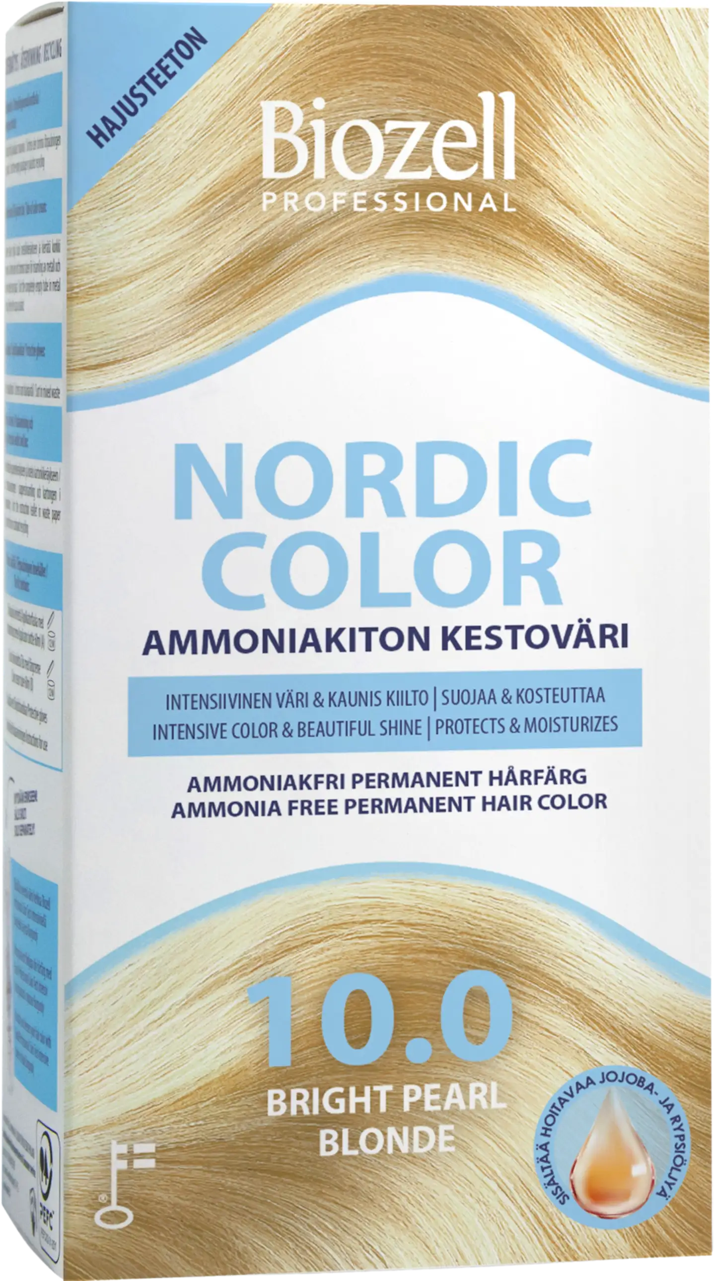 Biozell Professional Nordic Color ammoniakiton kestoväri Bright Pearl Blonde 10.0 2x60ml