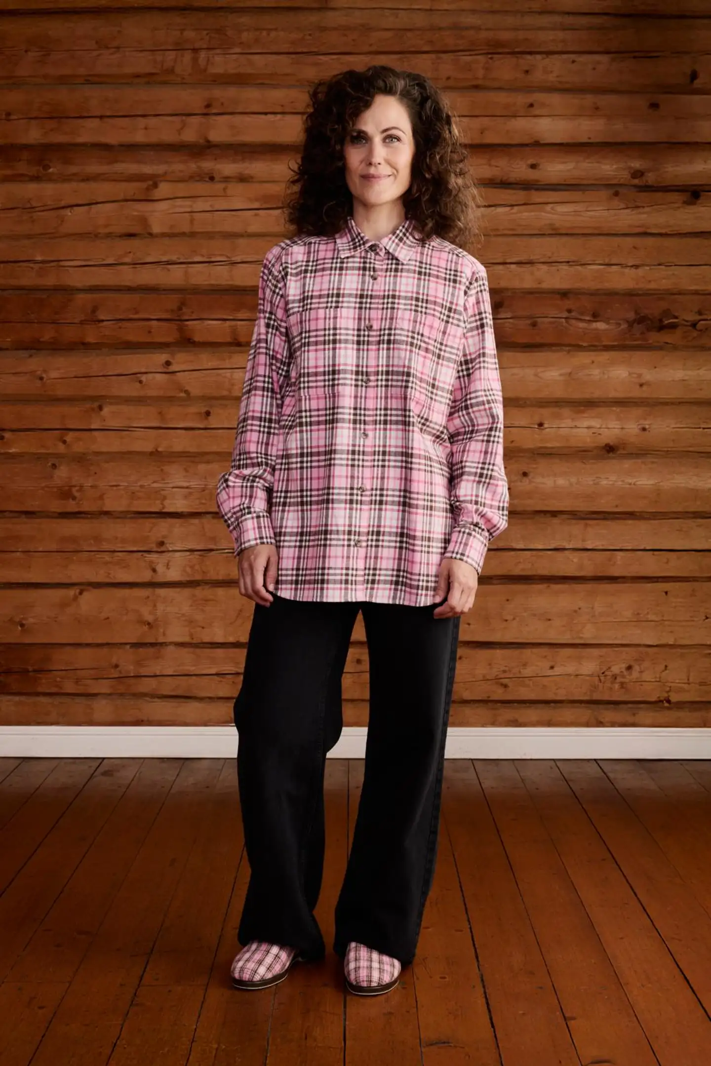 Reino&Aino naisten flanellipaita - pink check - 3