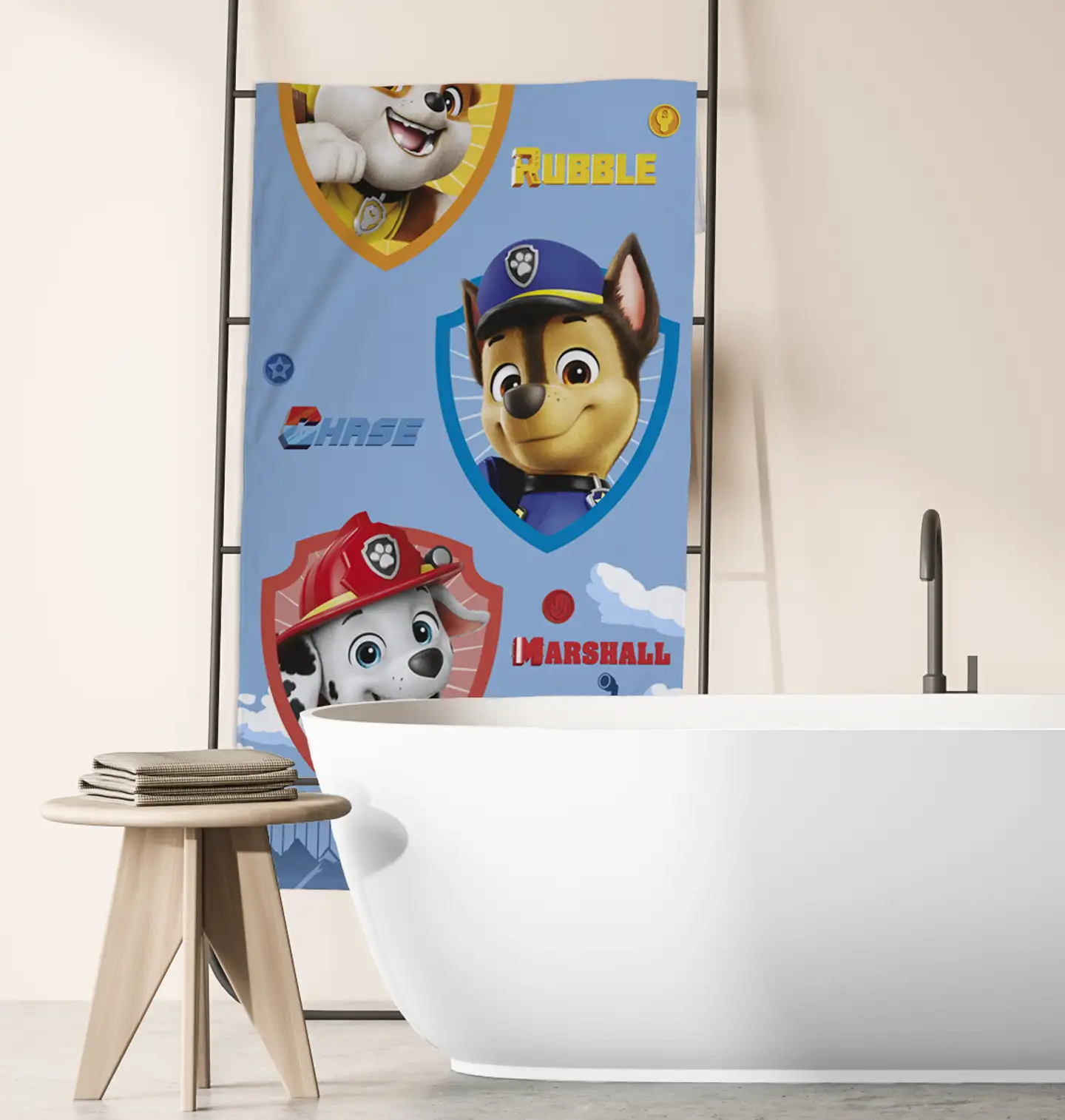 Paw Patrol lasten kylpypyyhe 70x140 cm sininen - 7