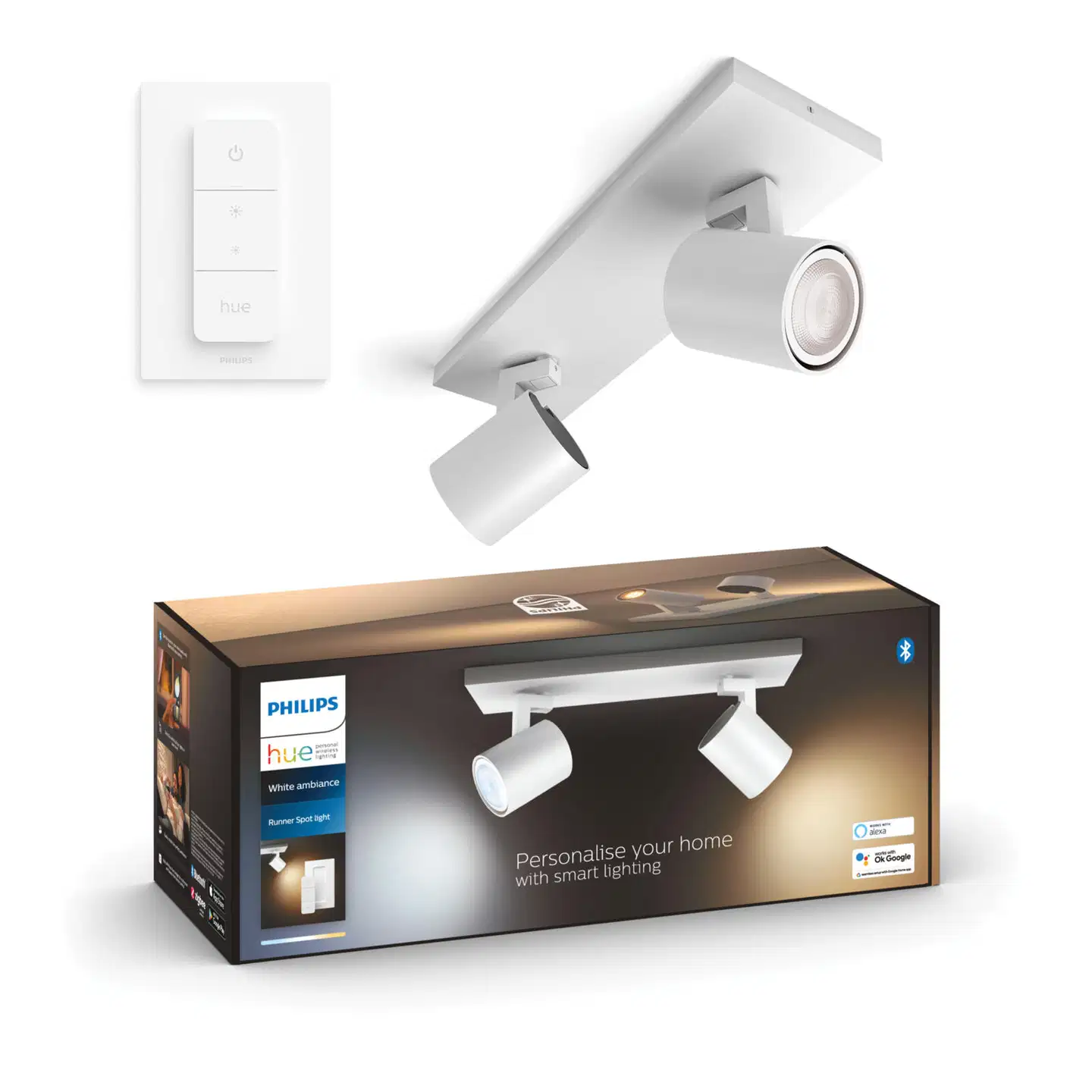Philips Hue Runner -kohdevalaisin kahdella spotilla 4.2W 2200-6500K 400LM valkoinen - 4