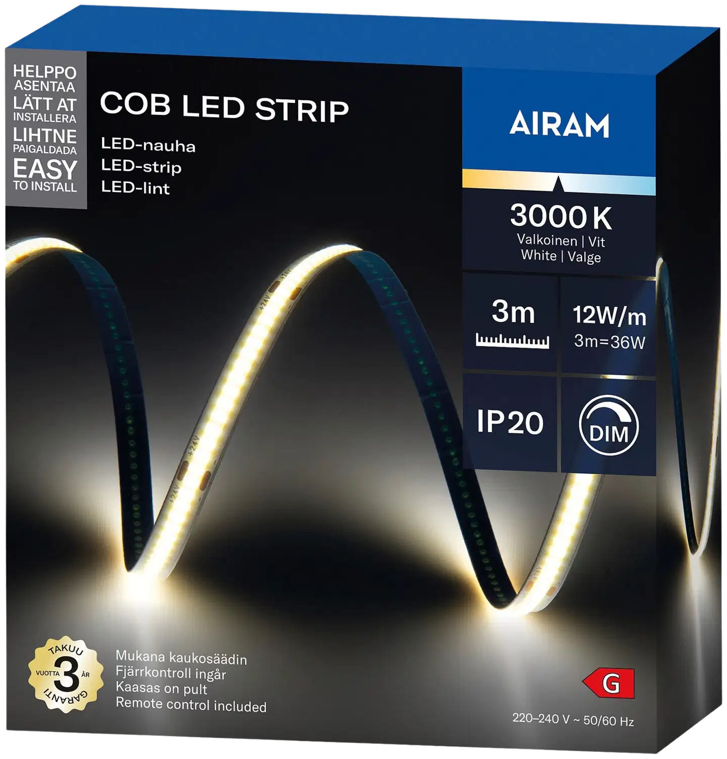 Airam COB LED Strip Led-nauha 24V IP20 830 3m - 2