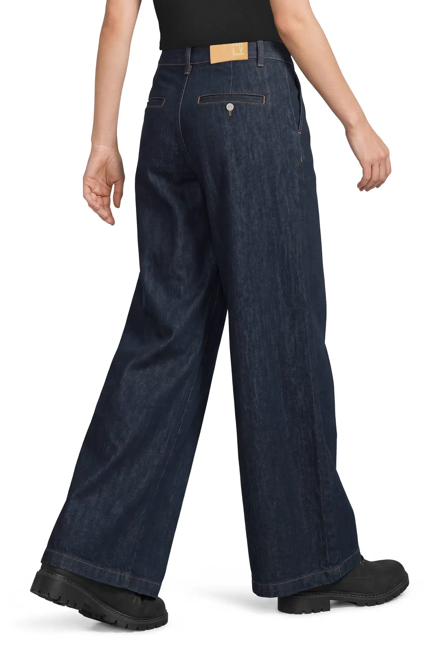 WKLY. naisten leveät farkut, smart casual denim 222W282684 - Denim dk. blue - 3