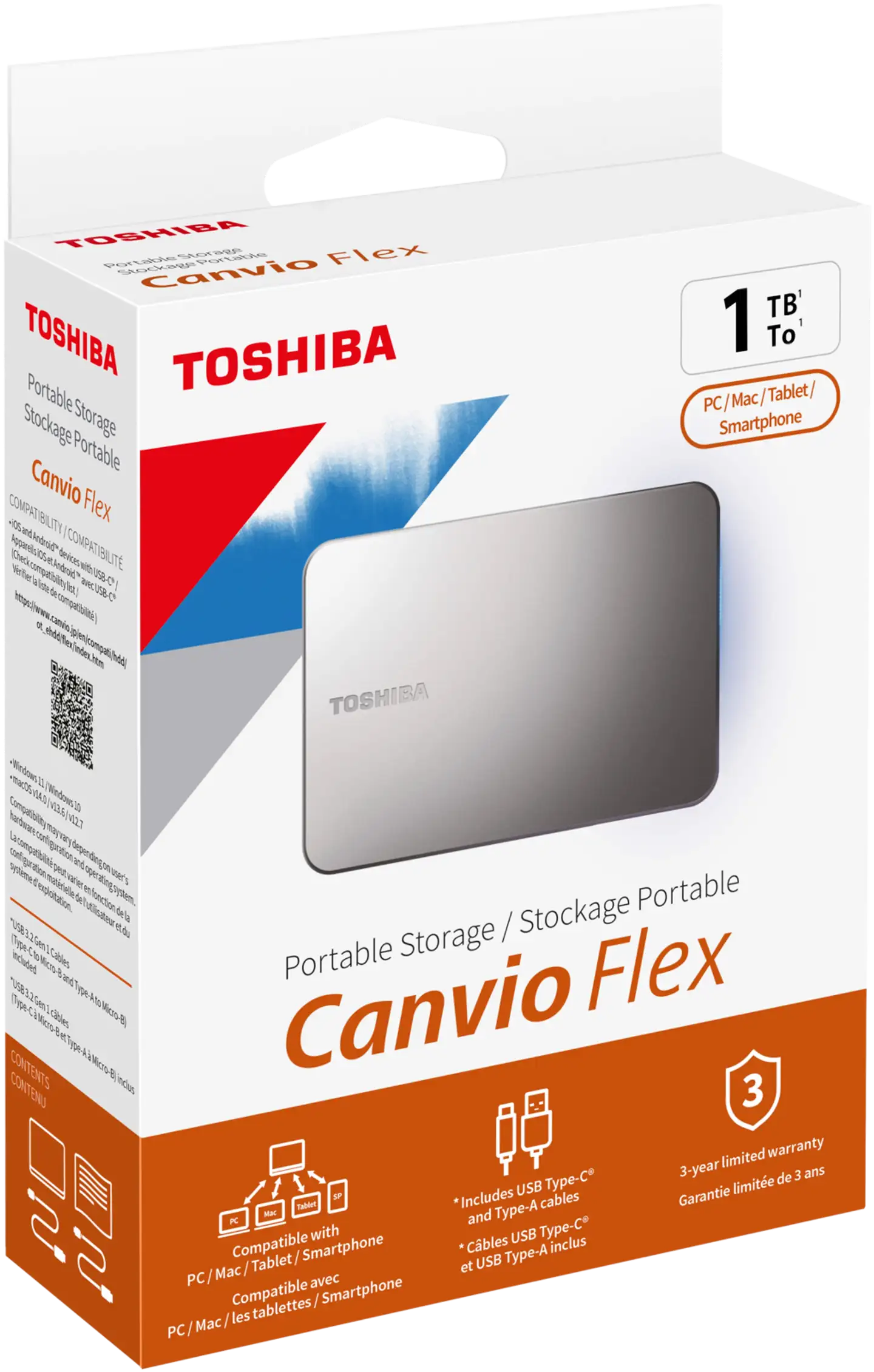 Toshiba ulkoinen kovalevy 1 TB Canvio Flex - 7