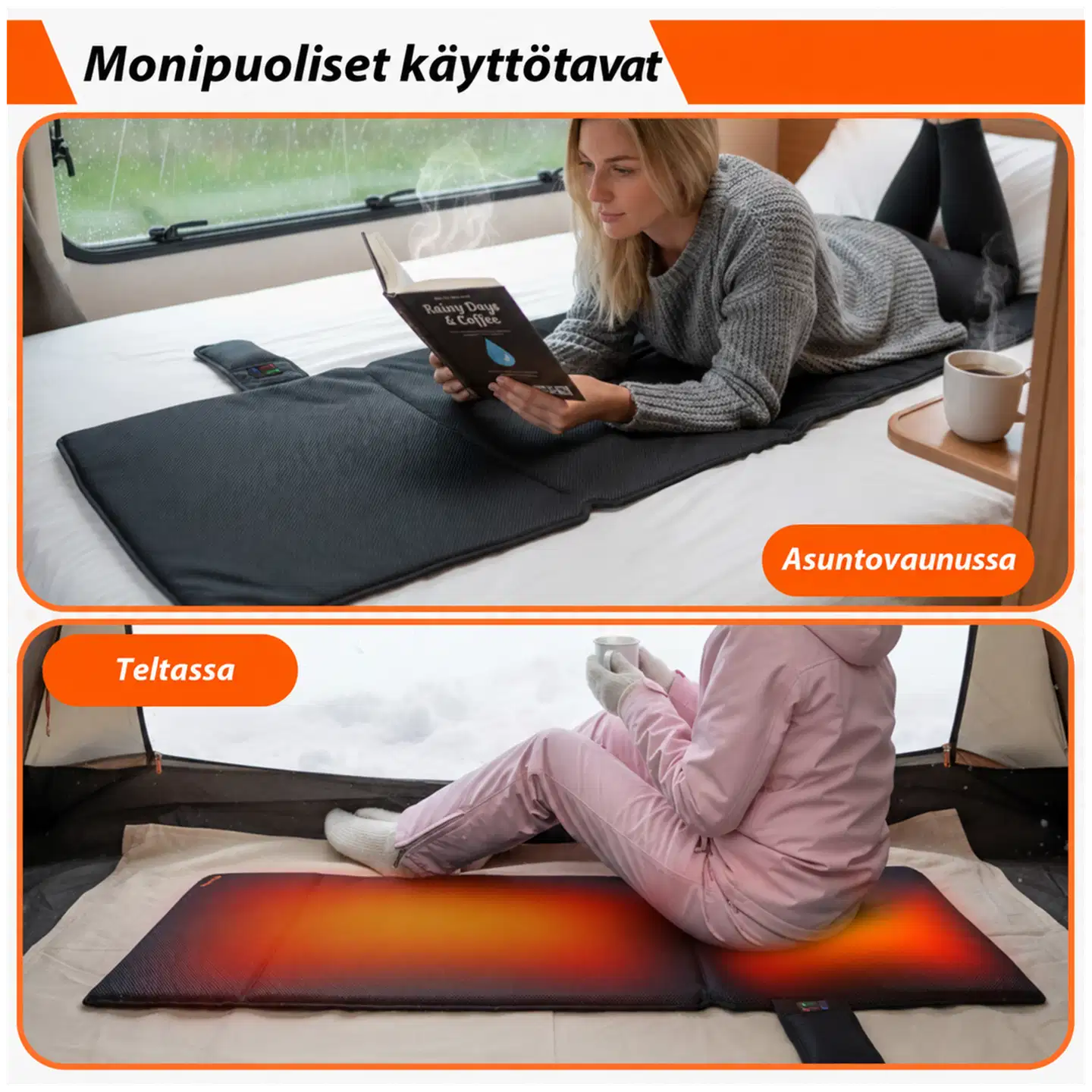 Thermrup kauko-infrapunalämmitteinen istuinalusta akulla ja älykkäällä lämpötilansäädöllä, 50 × 125 cm - 4