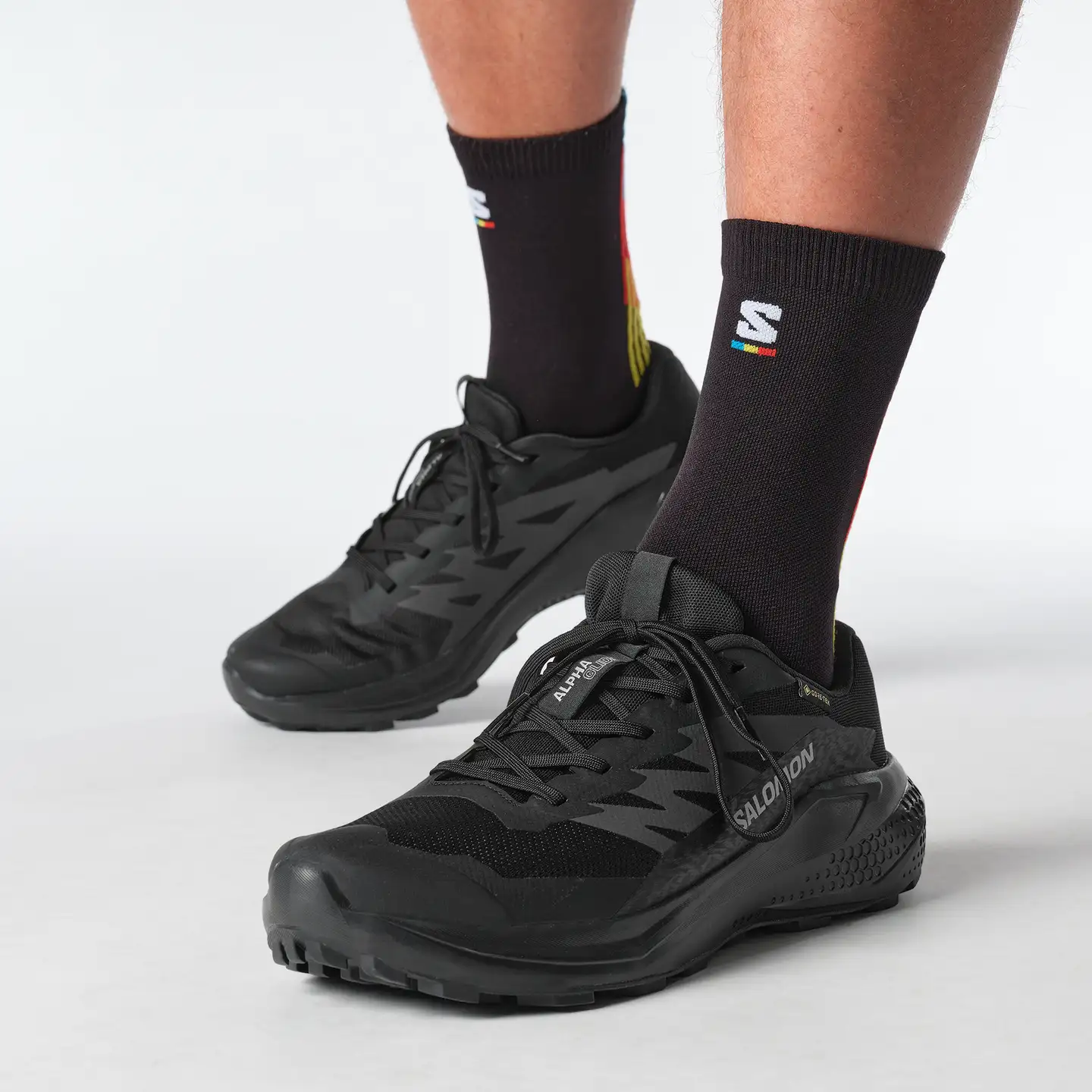 Salomon miesten maastojuoksukengät Alphaglide GTX - Black/Asphalt/Black - 8