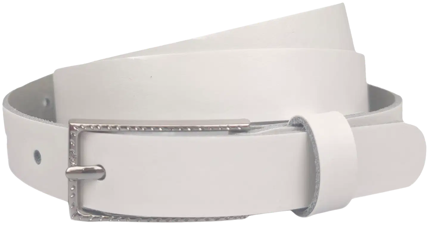 Veniz naisten nahkavyö 20mm koristeellisella hopeanvärisellä soljella - VALKOINEN