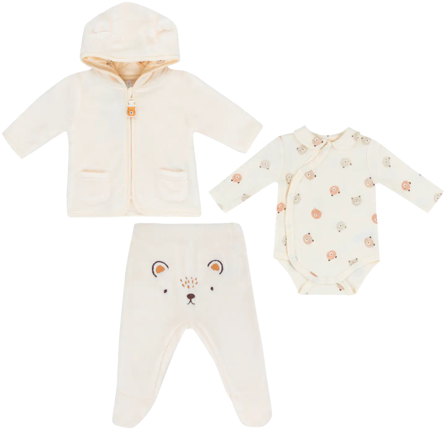 TEX BABY vauvojen setti newborn 3-osainen I967116 - BEIGE 2 - 1