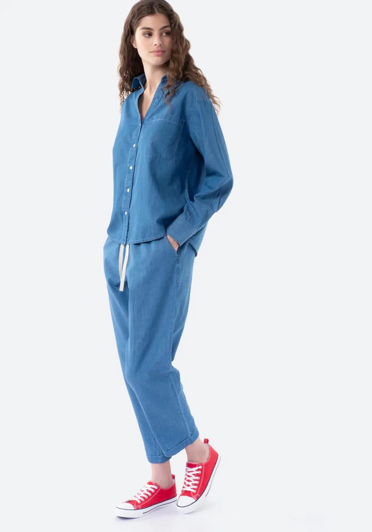 TEX naisten denim-kangashousut I274629 - NAVY - 4