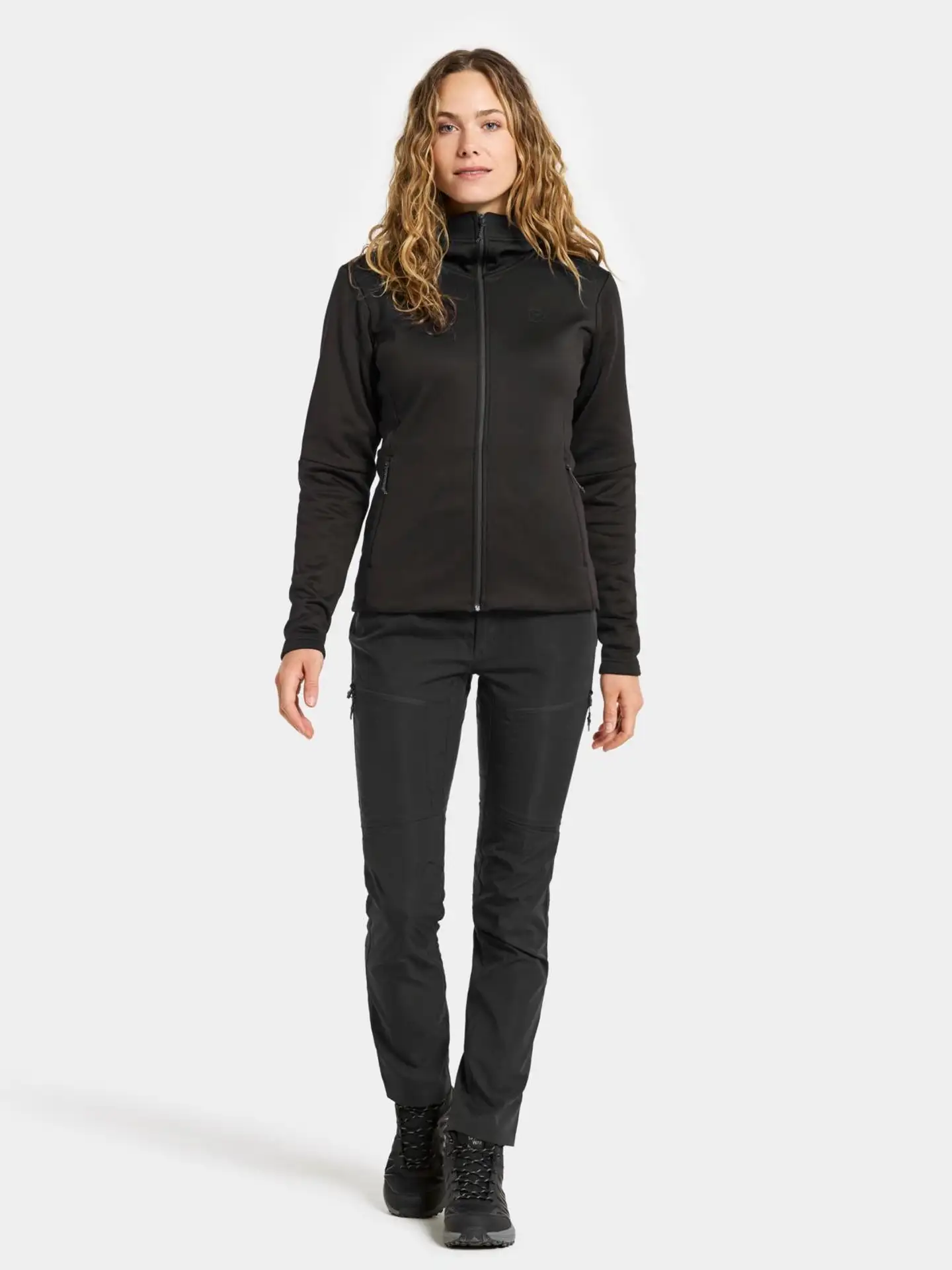 Didriksons naisten hupullinen fleecetakki Anneli - BLACK - 4