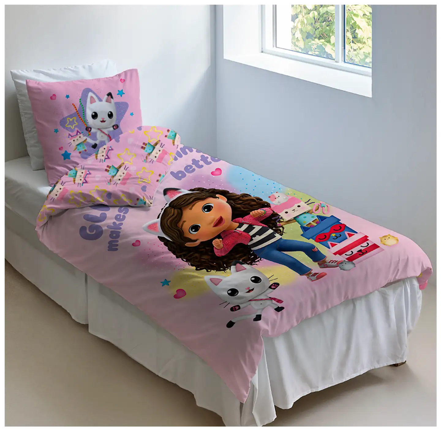 Hello Kitty lasten pussilakanasetti 150x210+50x60 cm vaaleanpunainen - 3