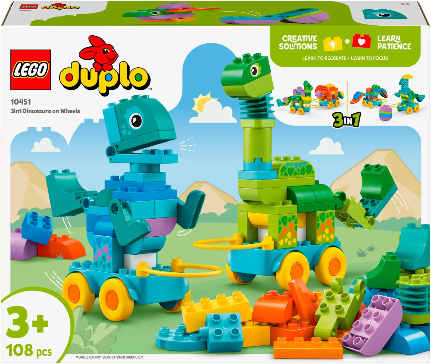 LEGO® DUPLO Town 10451 Dinosauruksia pyörien päällä – 3in1-setti - 2