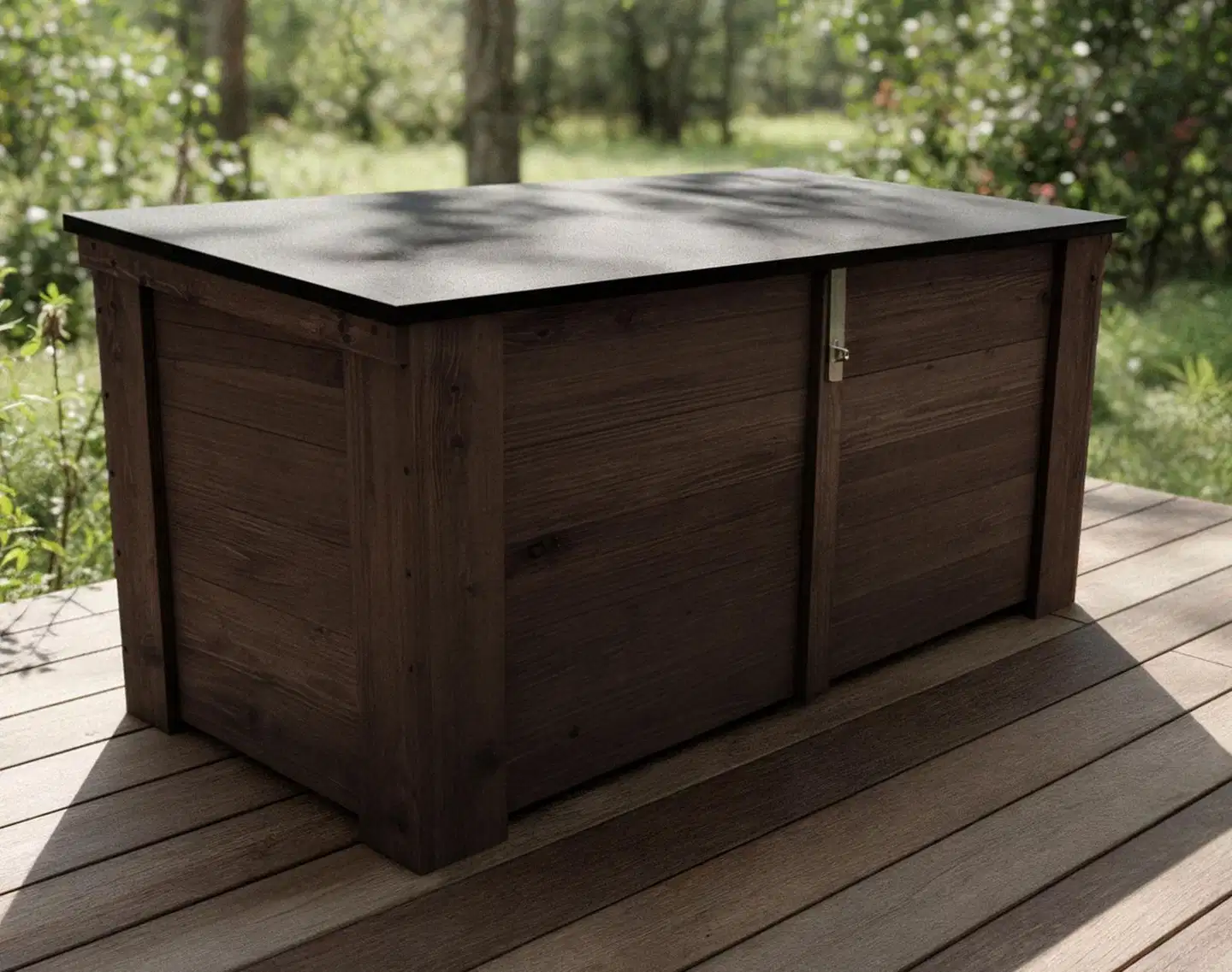 Lukittava piha-arkku kaltevalla kannella, tumman harmaa, 130x58x60 cm - 4