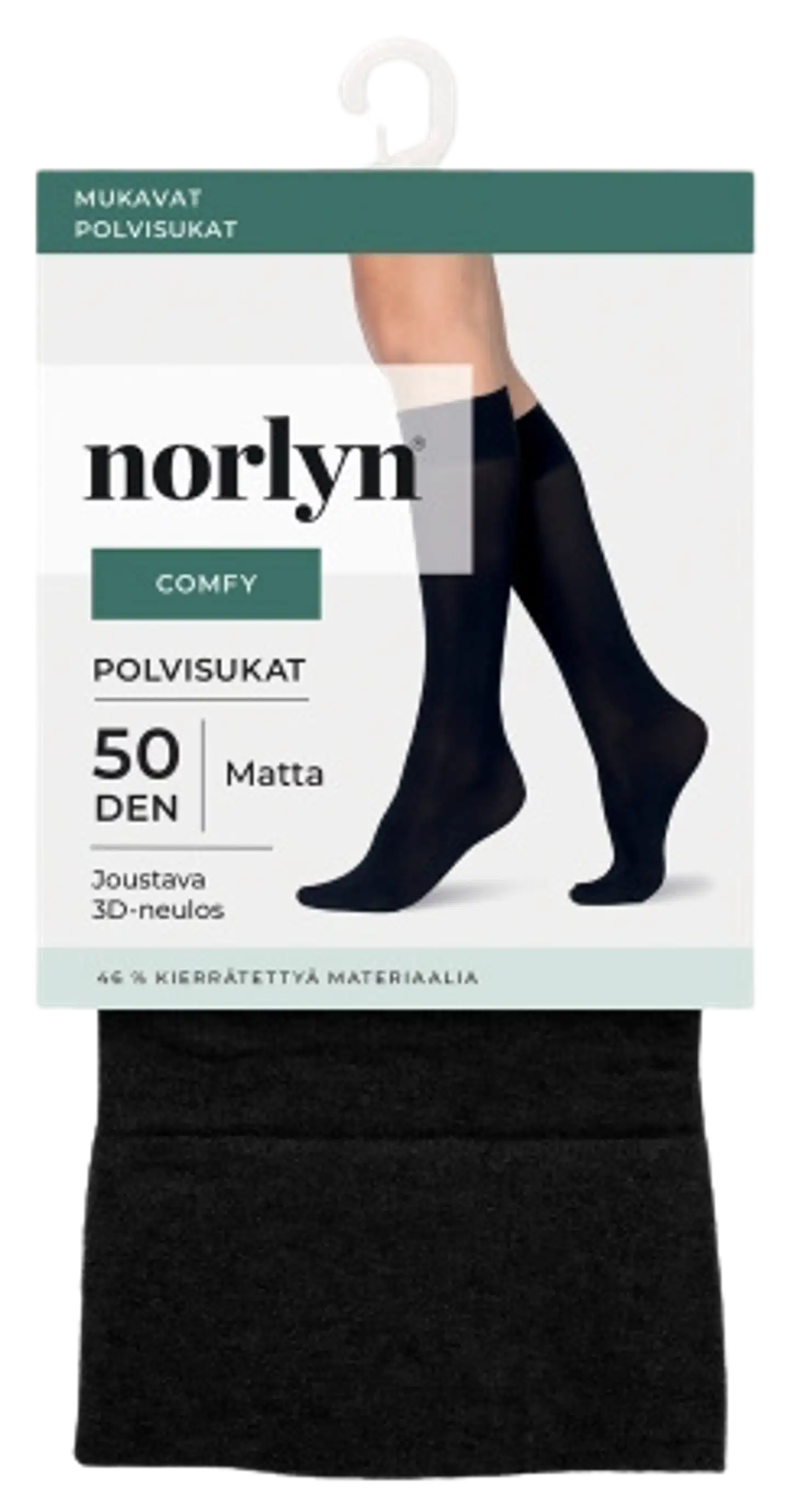 Norlyn naisten polvisukat Comfy Opaque 50 den - Black - 1