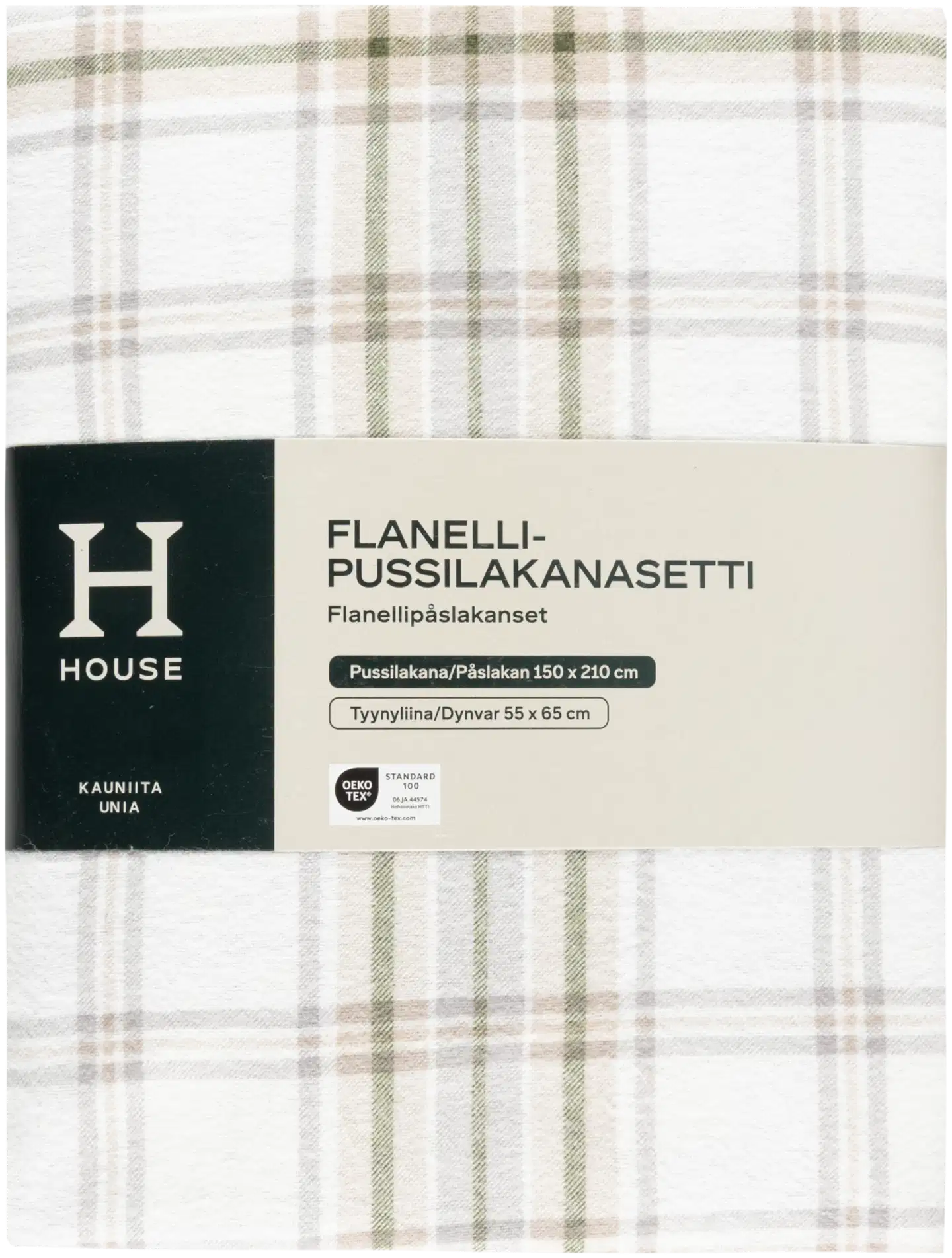 House flanellipussilakanasetti Check 150x210 cm vihreä - 3
