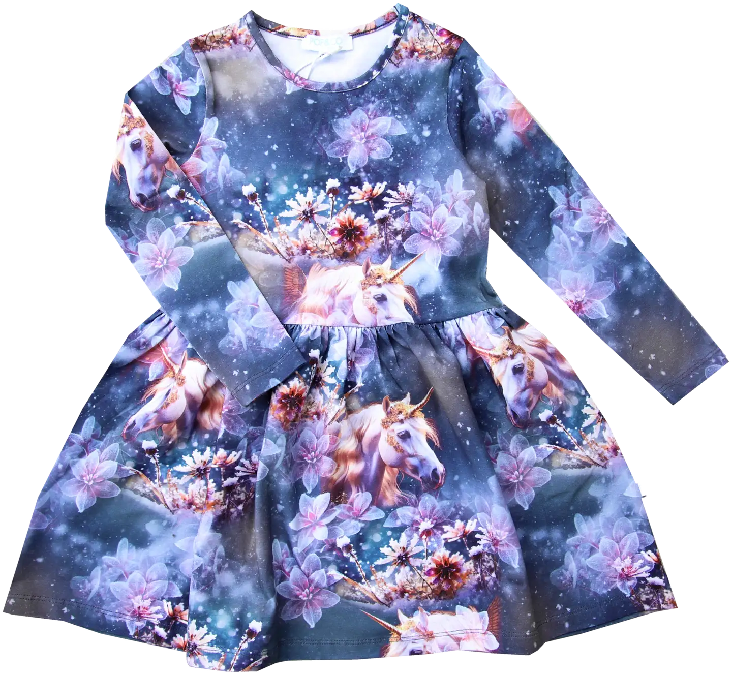 Pop&co lasten trikoomekko Cilia - Unicorn - 1