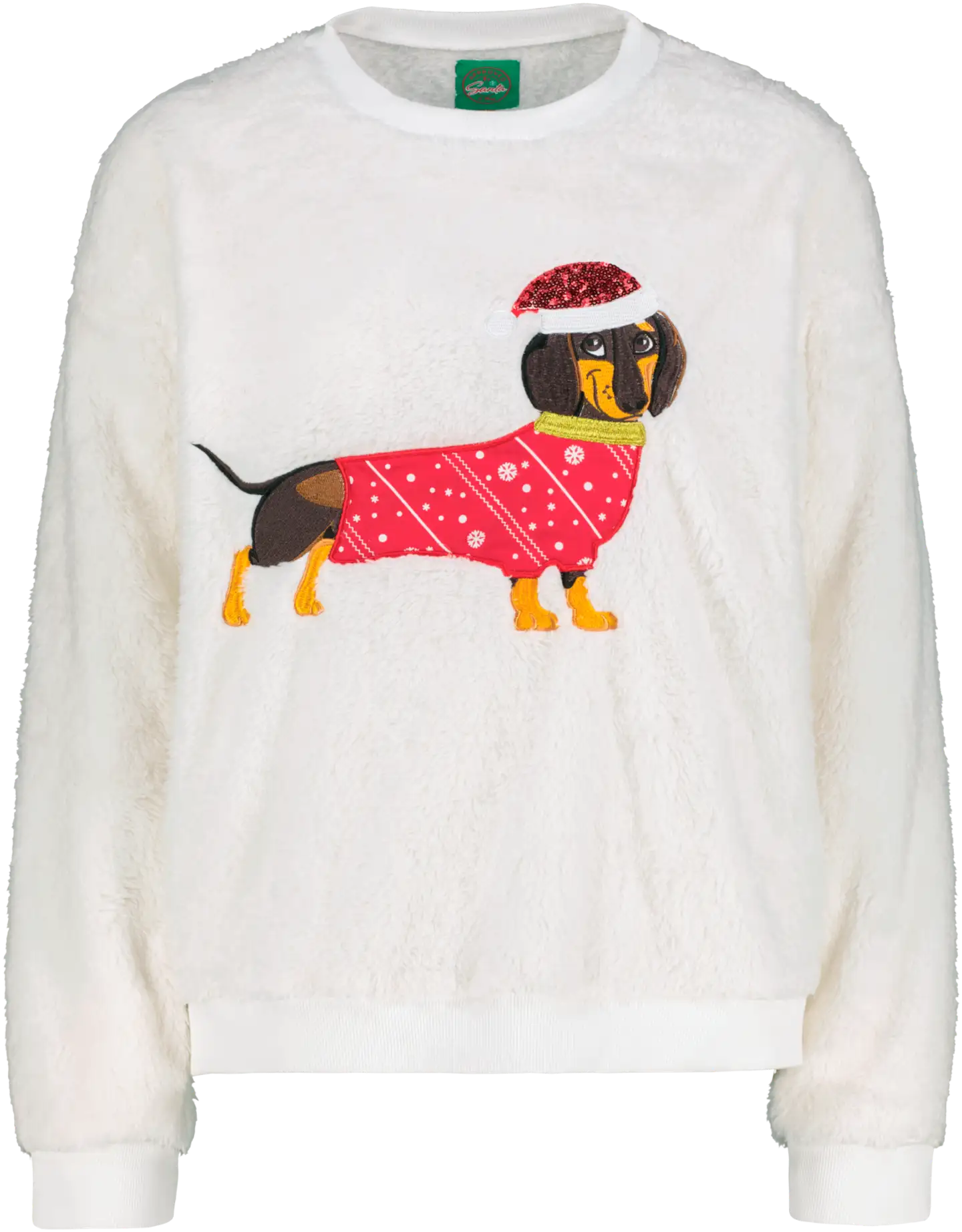 Ronald naisten väljä joulufleece jouluisella koira koristelulla - Off white - 1