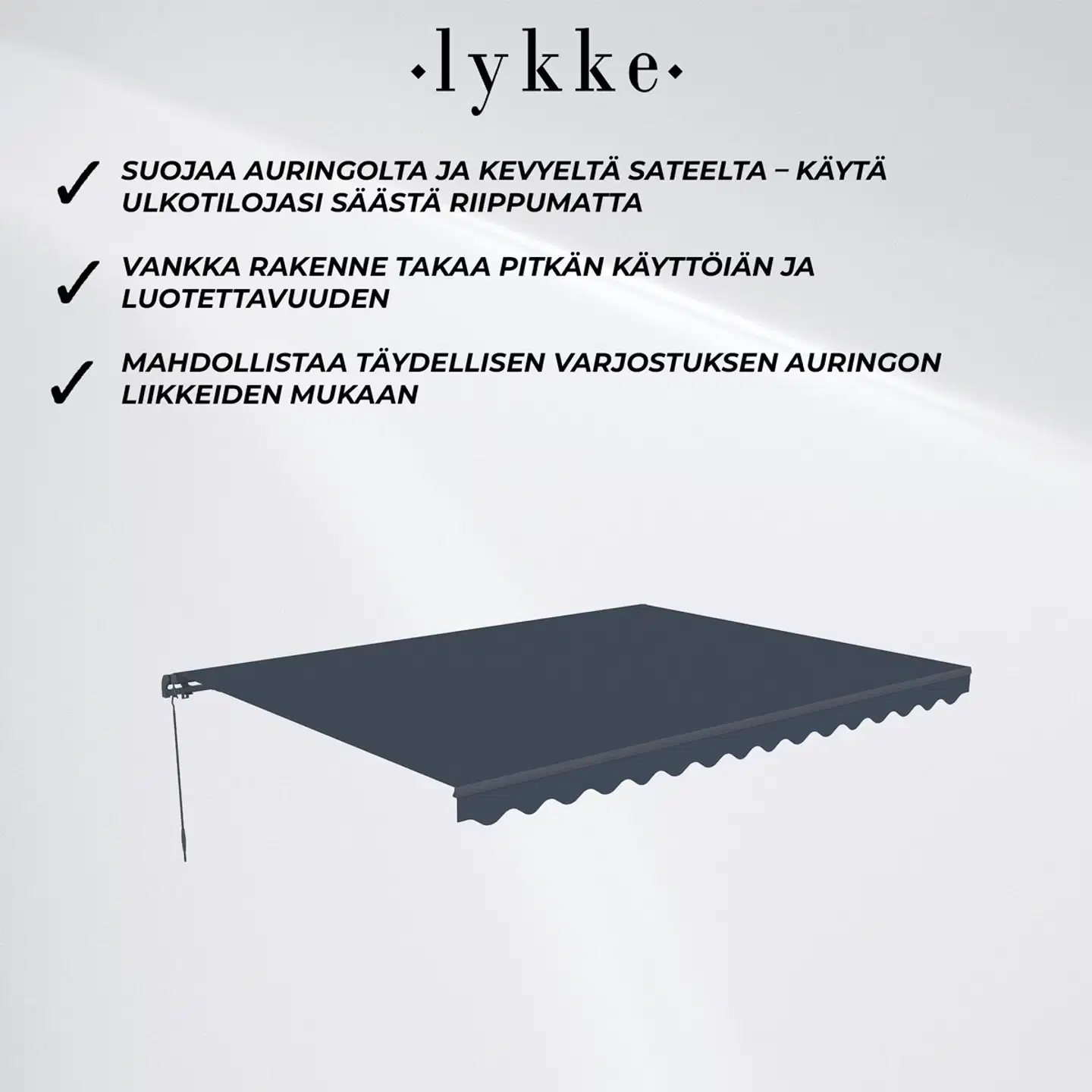 Lykke markiisi 3,95x3 m, tummanharmaa - 3
