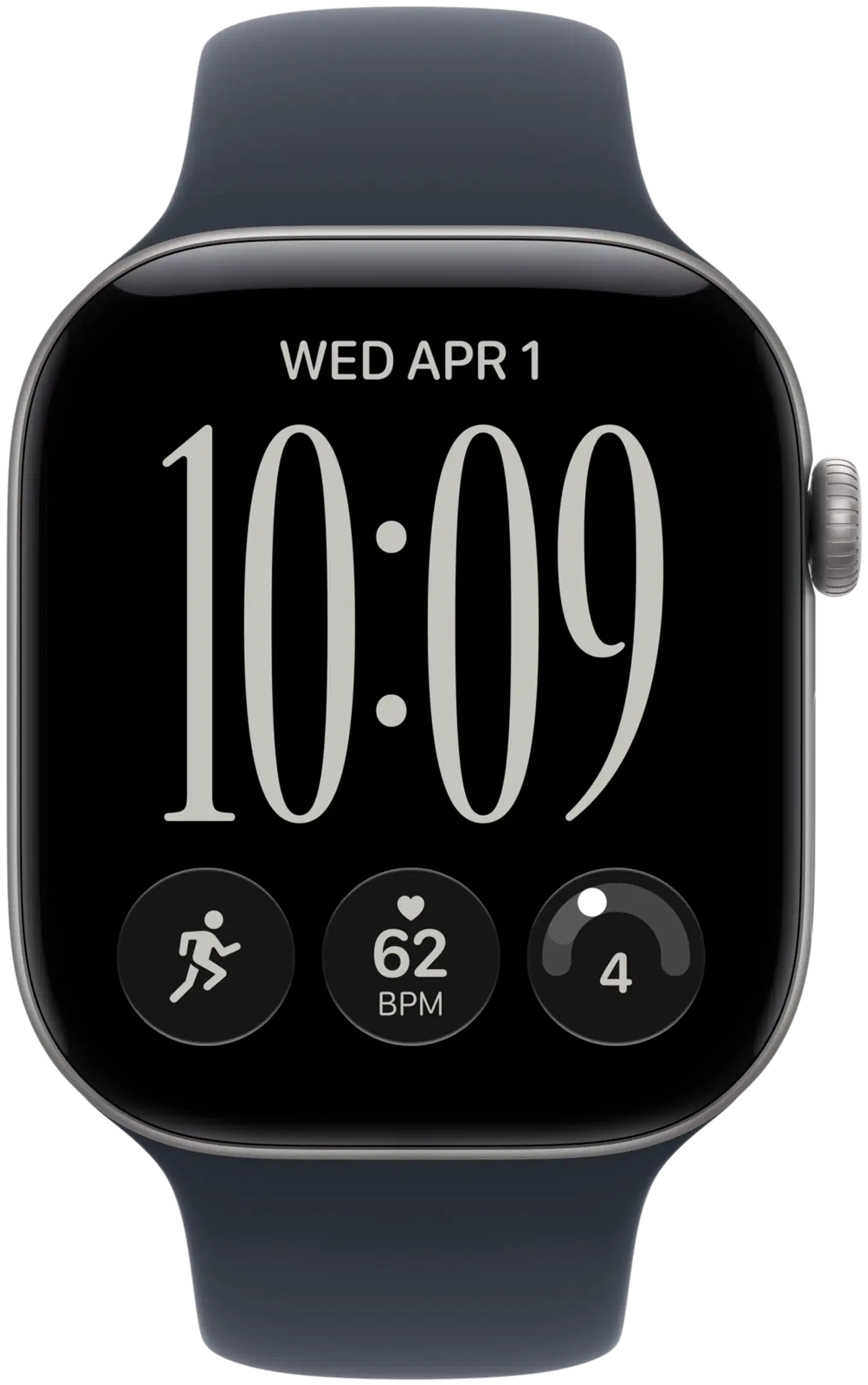 Apple Watch Series 12 GPS + Cellular 46 mm:n tähtiharmaa alumiinikuori ja laivastonsininen urheiluranneke - M/L - MJG74QN/A - 1