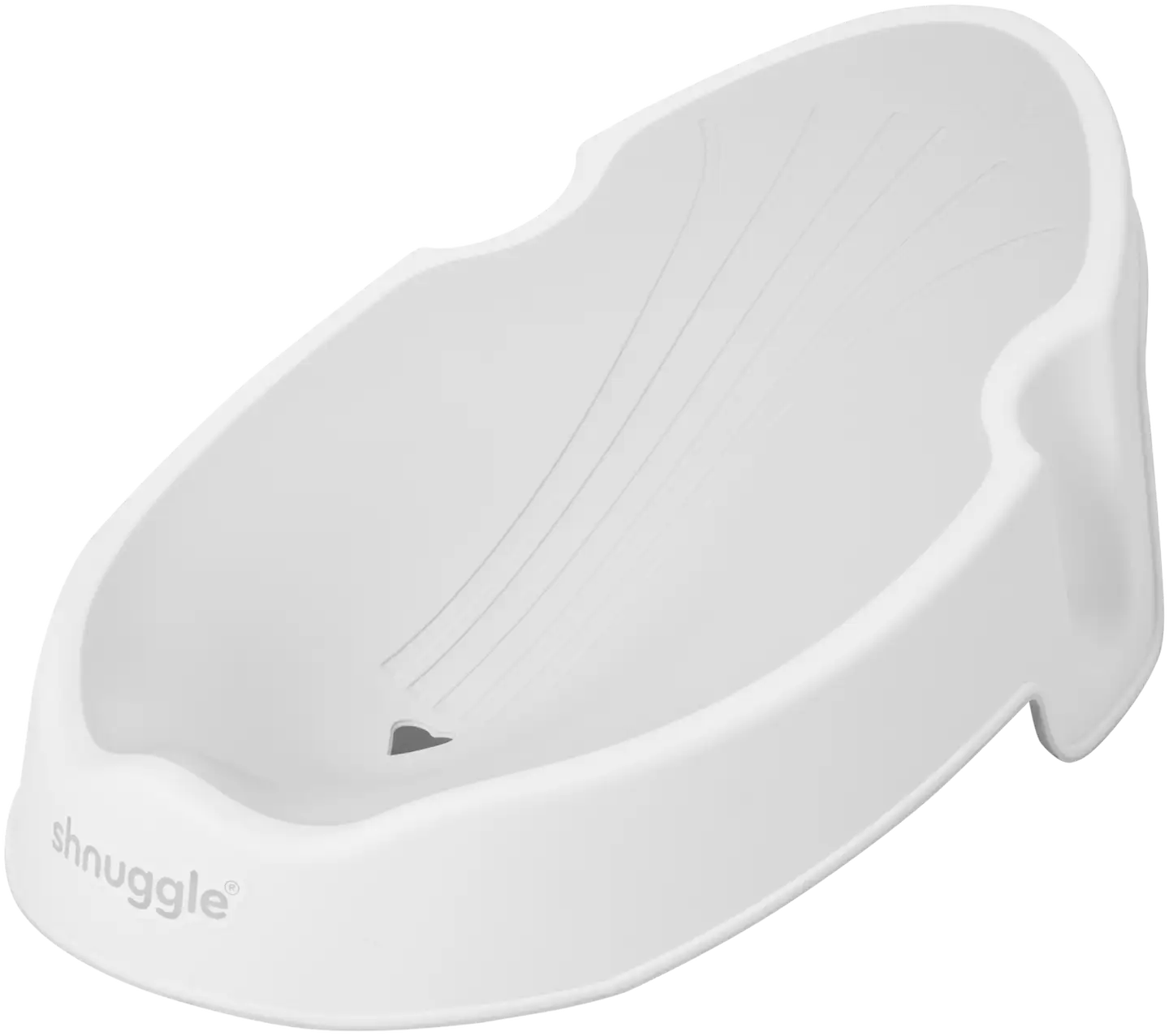 Shnuggle-kylpytuki valkoinen/harmaa on suunniteltu vastasyntyneen turvalliseen ja mukavaan kylvetykseen. - 1
