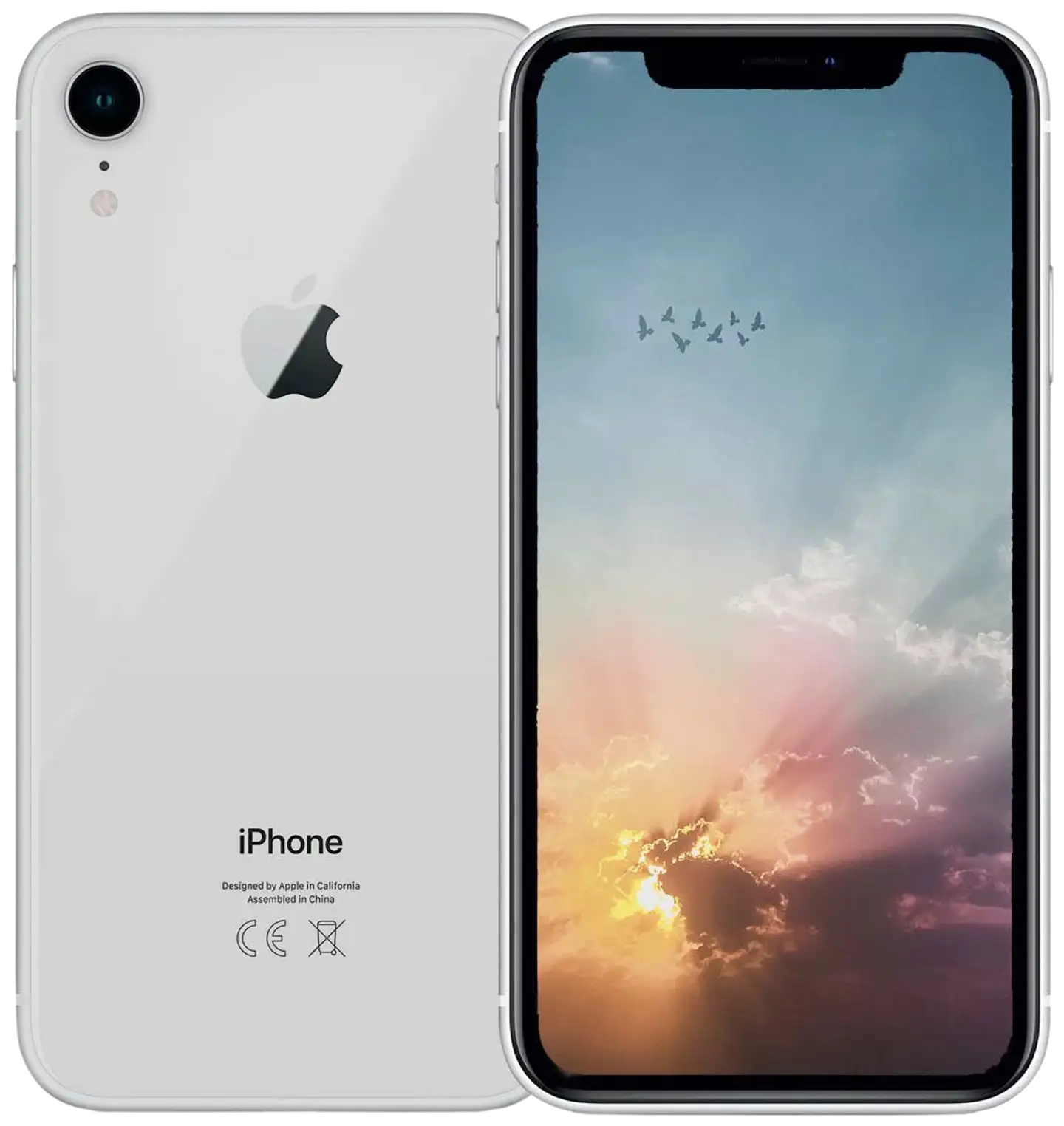 Apple iPhone XR 64GB älypuhelin Silver, tehdashuollettu, käytetty puhelin