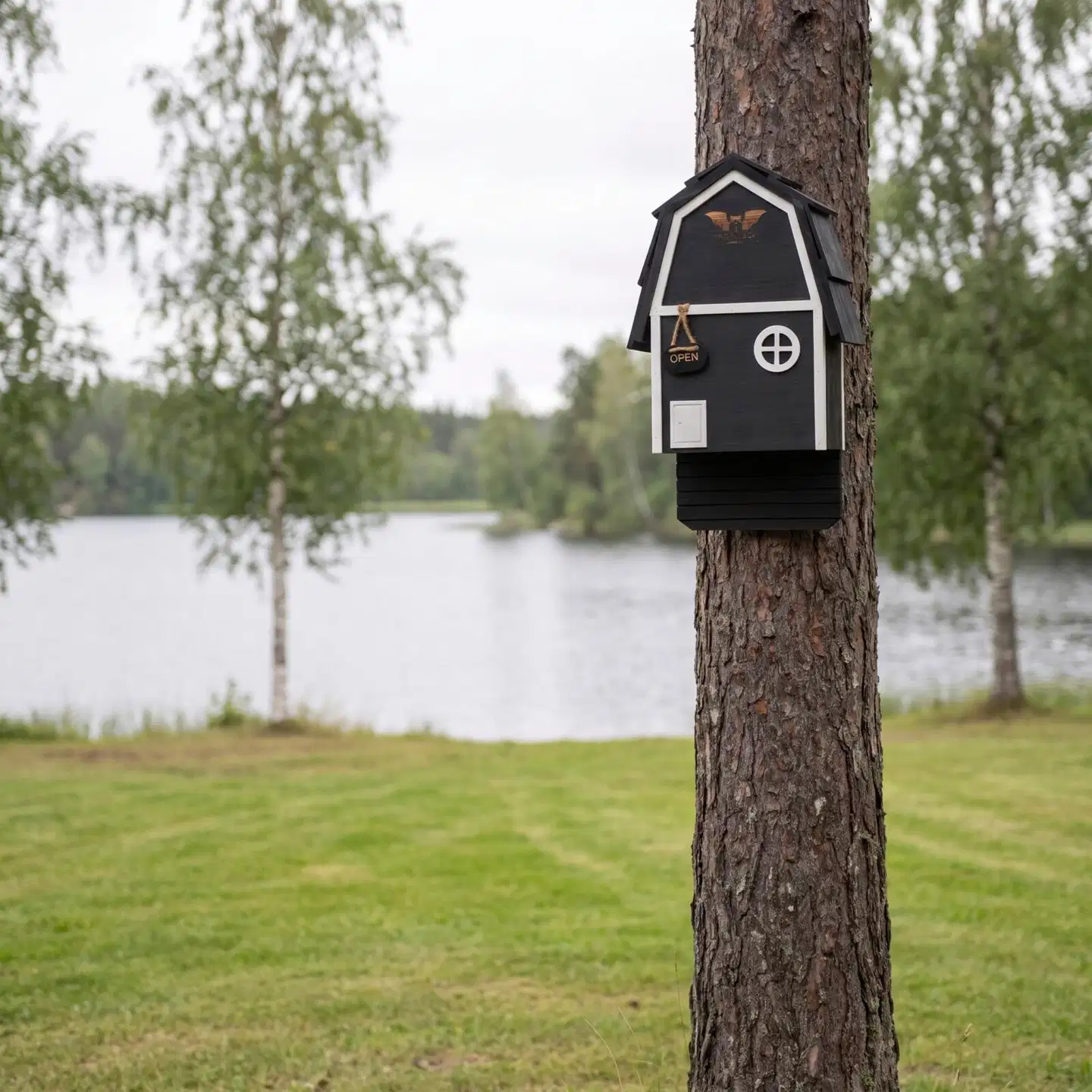 WildYard Big Bat Barn Junior lepakkopönttö, 2 kammiota, setripuu, musta - 3