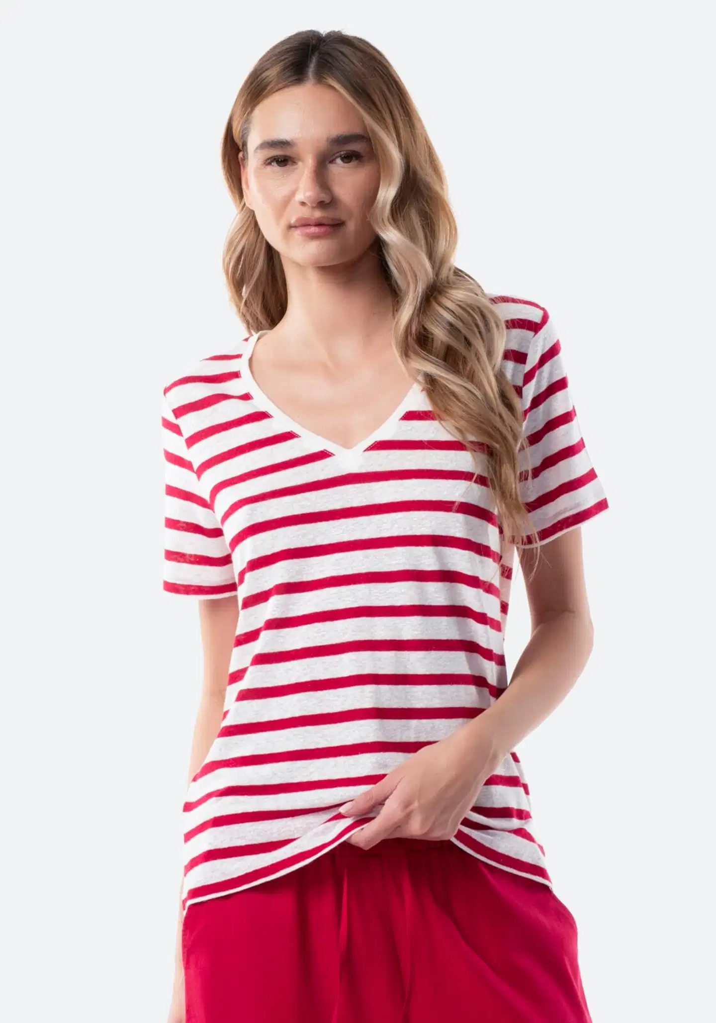 TEX naisten T-paita Pellava I282695 - RASPBERRY 435 - 1