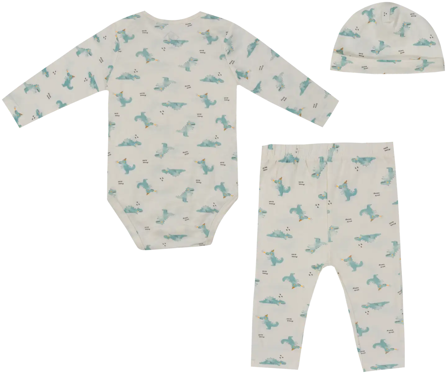 TEX BABY vauvojen setti 3-osaa body+housut+myssy Dino I980166 - Aqua - 2