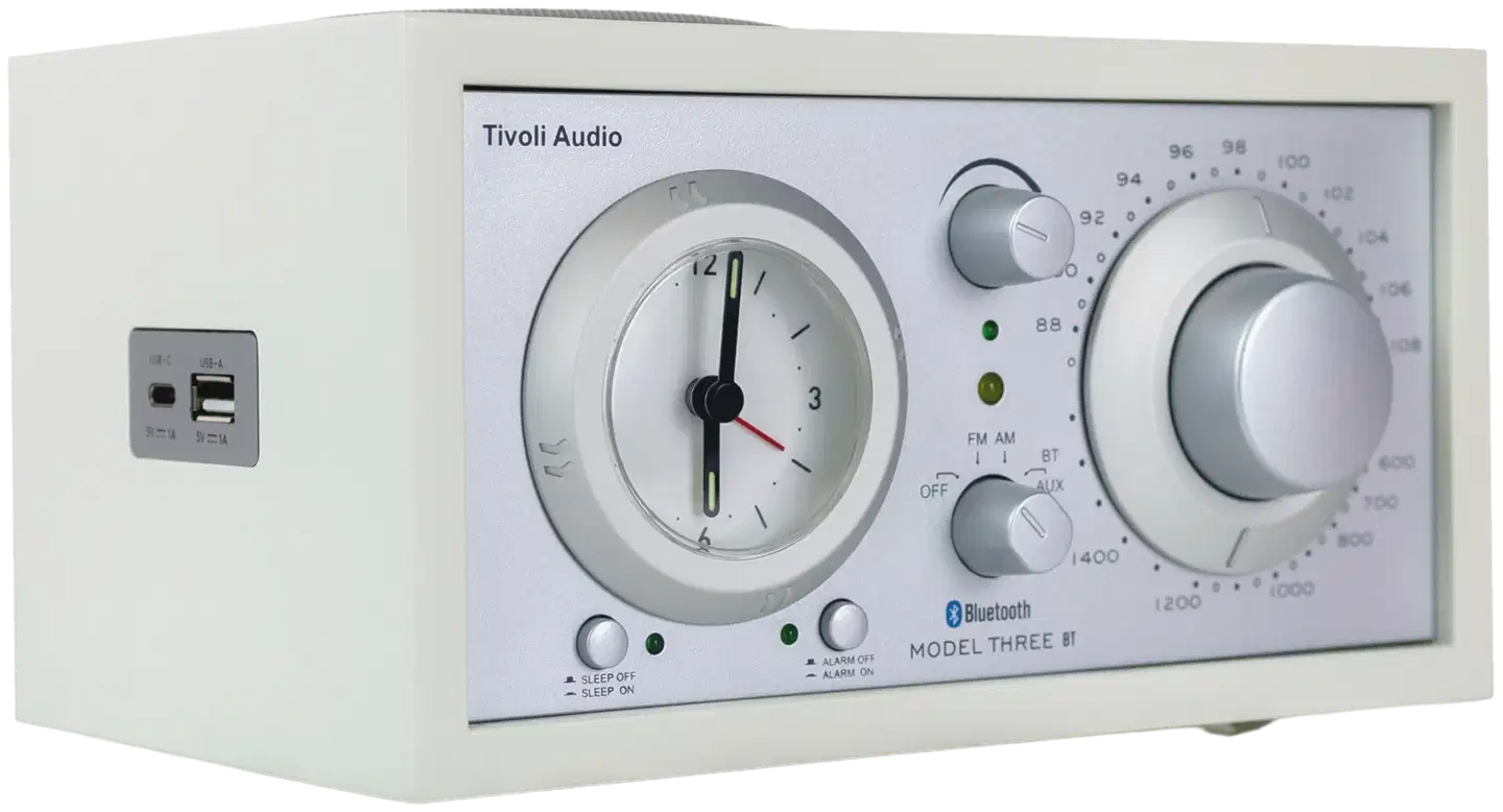 Tivoli Audio Bluetooth-kelloradio Model Three BT USB-C valkoinen/hopea - 2