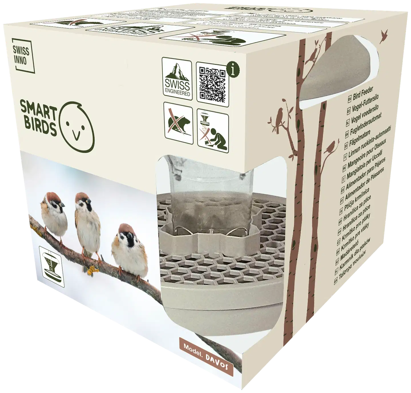 Swissinno Lintujen ruokinta-astia DAVOS SMART BIRDS vaaleanharmaa - 3