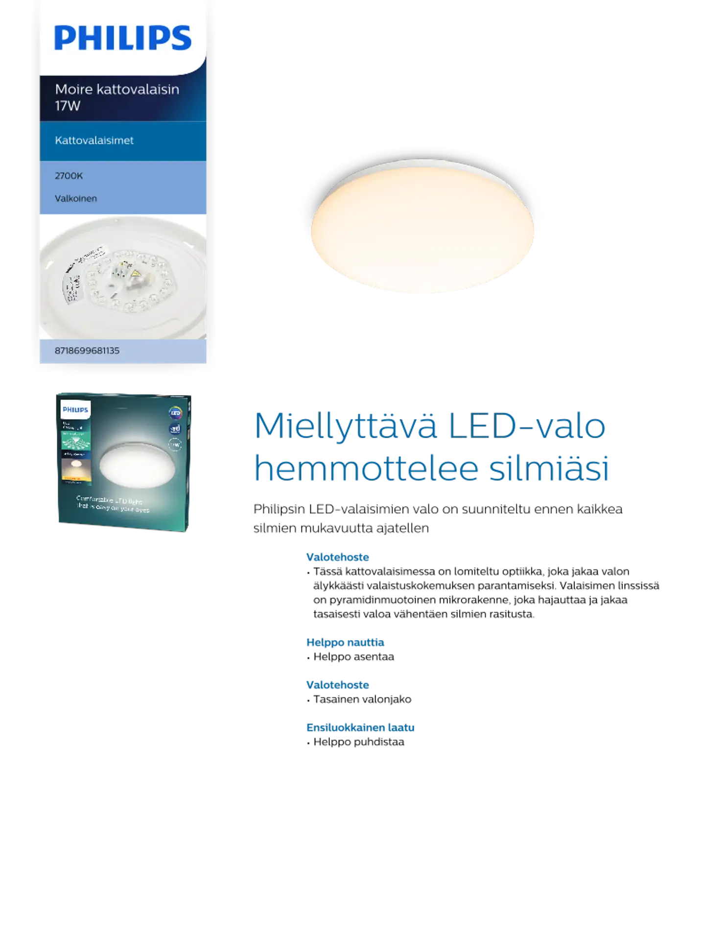 Philips kattovalaisin Moire 17W, 2700K, 1700lm - 4