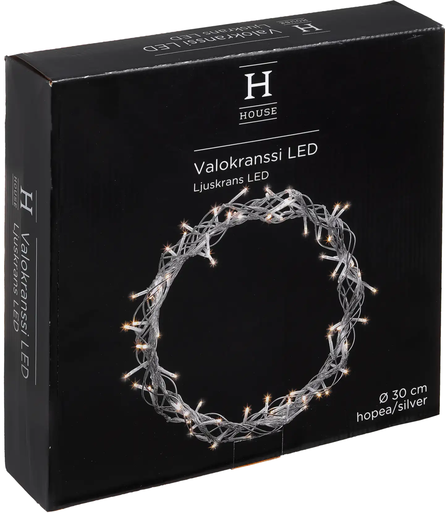 House valokranssi 30 cm 80 led hopea - 1