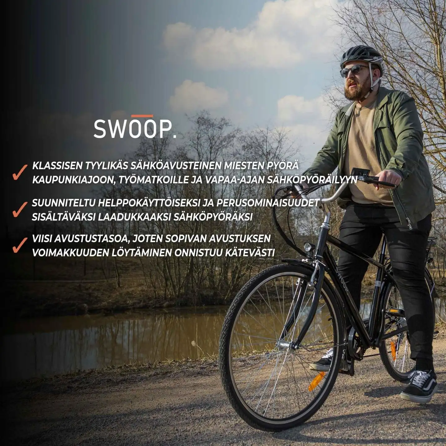Swoop sähköpyörä Classic 28" 7-vaihdetta 36V/250W musta - 10