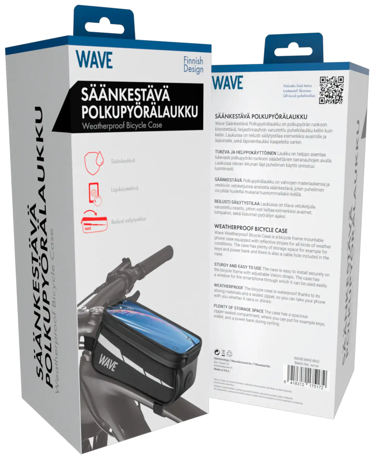 Wave Säänkestävä polkupyörälaukku, Musta - 3