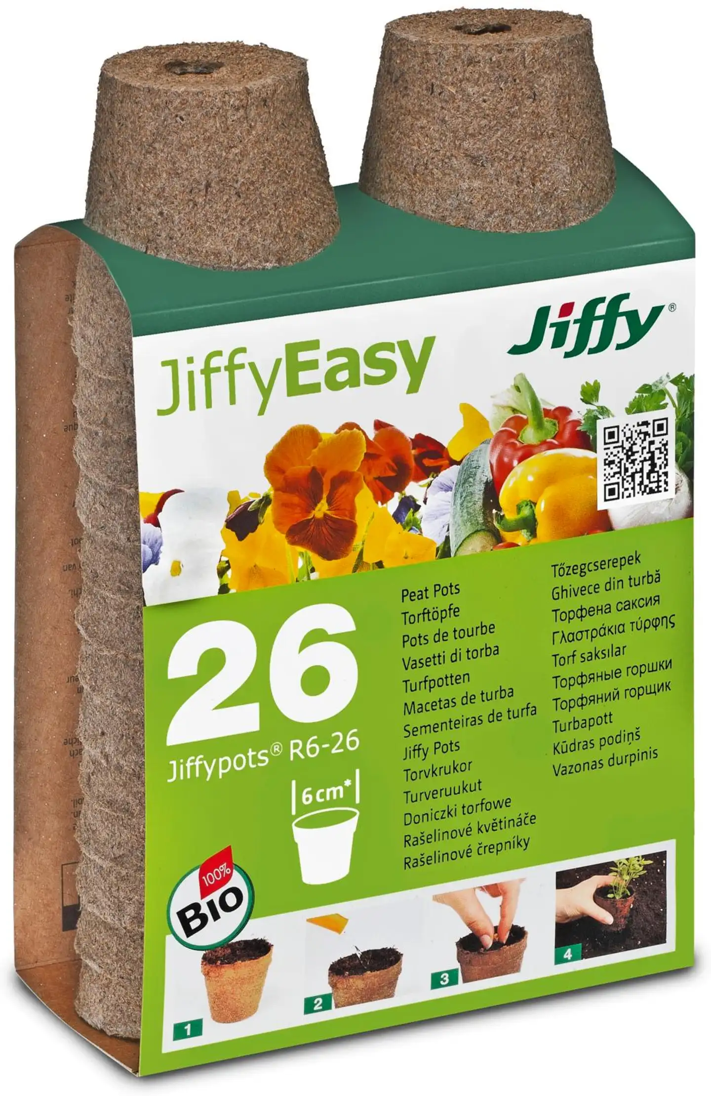 Jiffy turveruukku 6 cm pyöreä 26 kpl/pkt