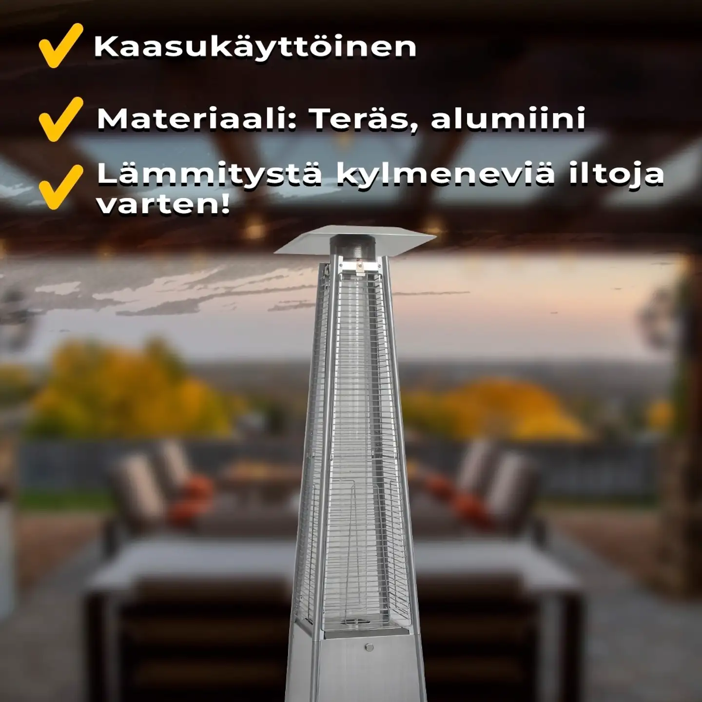 Fornorth Terassilämmitin Pyramid, 13kW kaasukäyttöinen, rosteri - 8