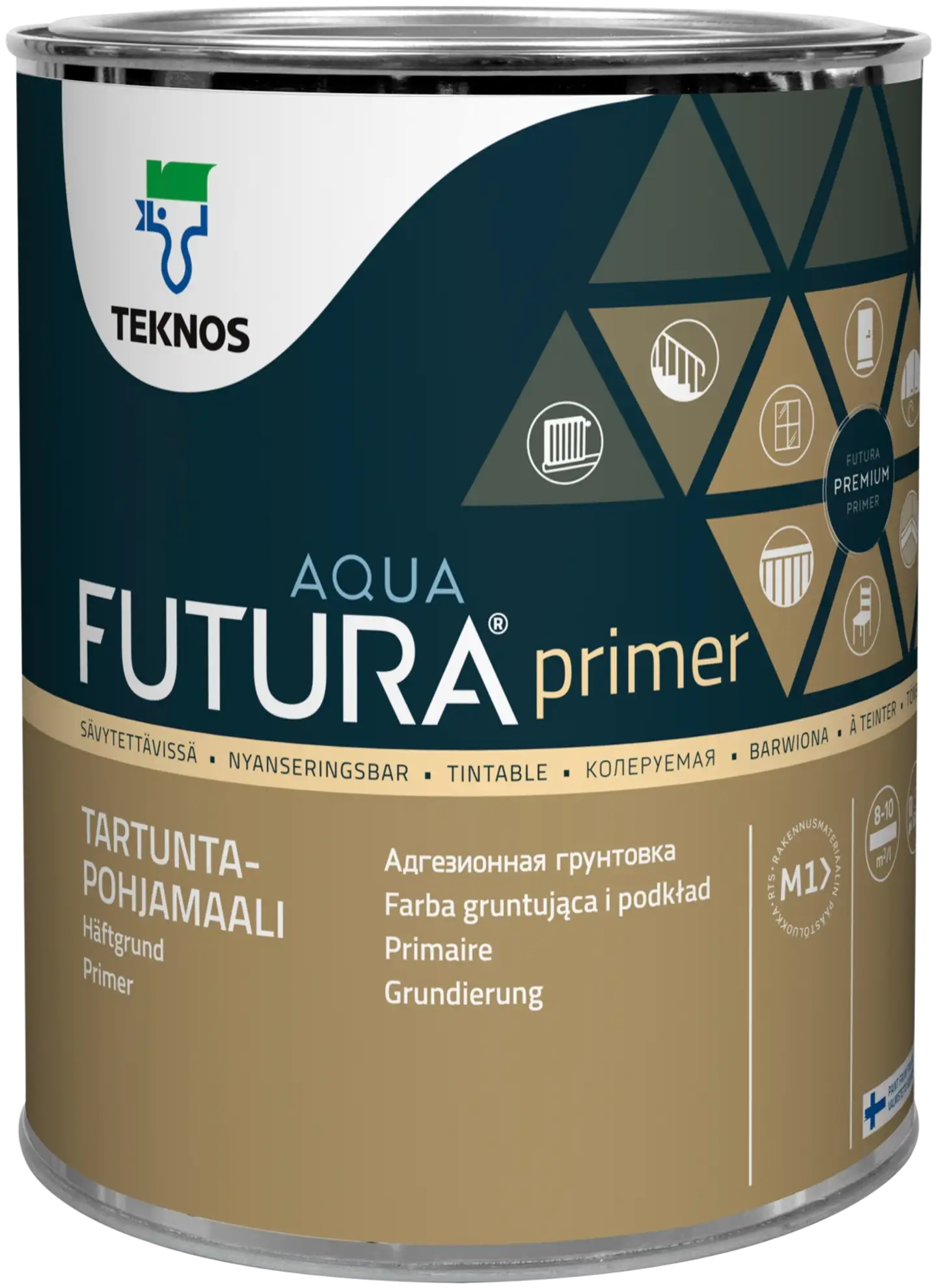 Teknos tartuntapohjamaali Futura Aqua 3 Primer 0,9 l PM1 valkoinen sävytettävissä täyshimmeä