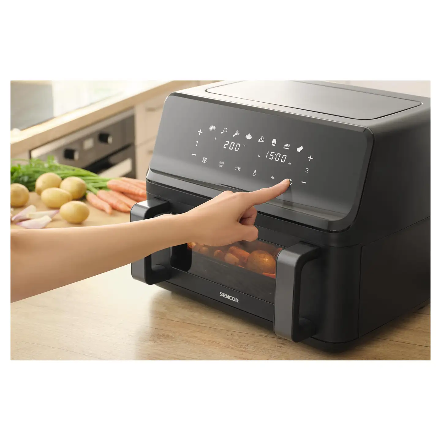 Sencor dual air fryer kiertoilmakypsennin SFR 9650BK musta - 8