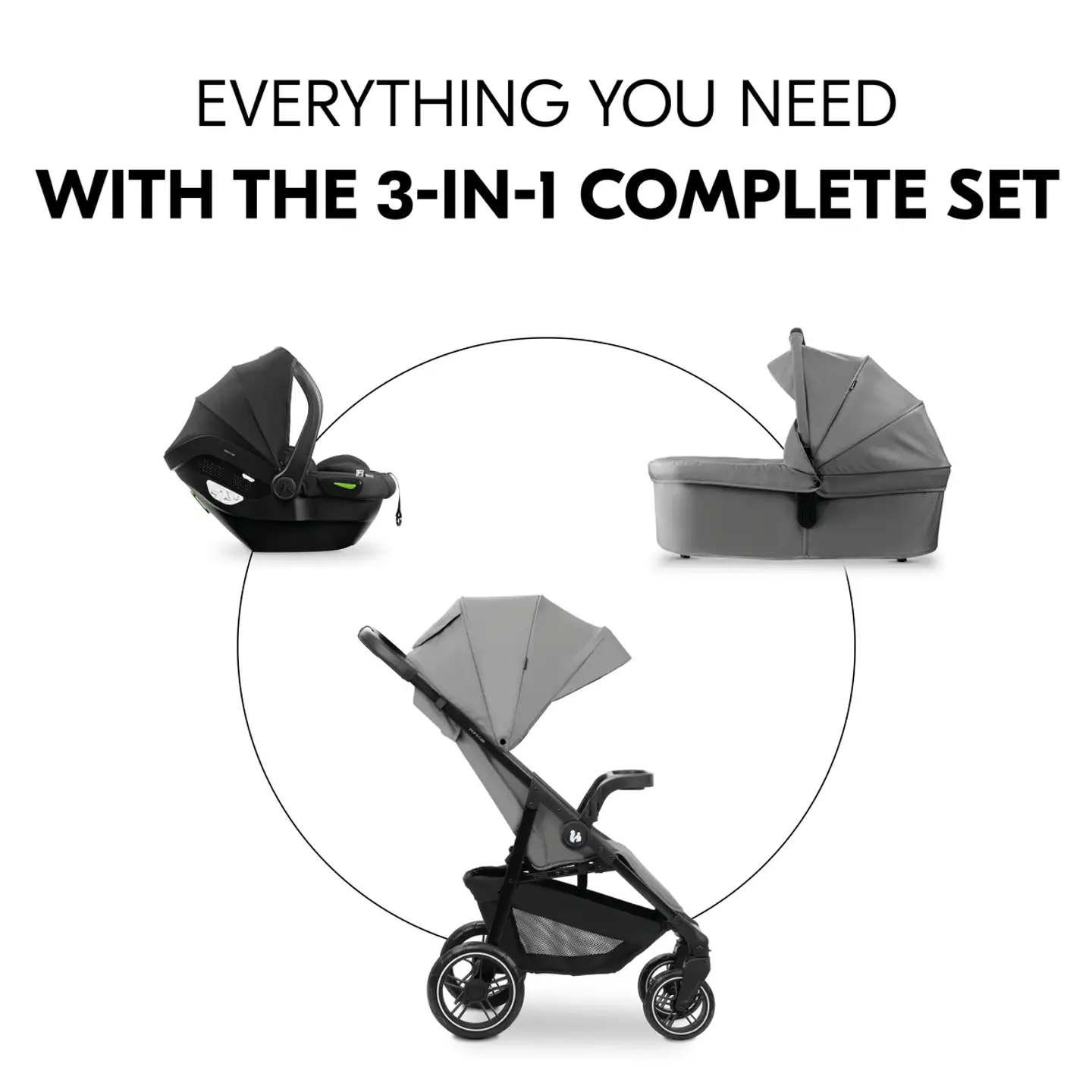 Hauck yhdistelmävaunut Shop N Care Trio Set 0-25 kg harmaa - 24