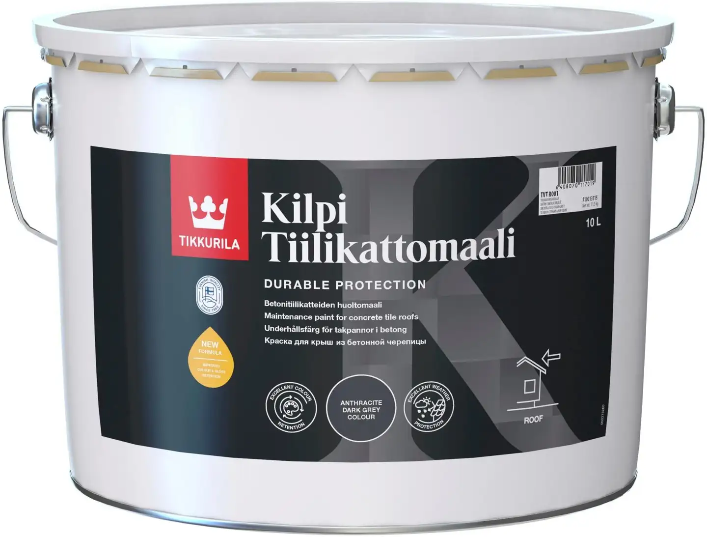 Tikkurila tiilikattomaali Kilpi 10 l tummanharmaa puolihimmeä