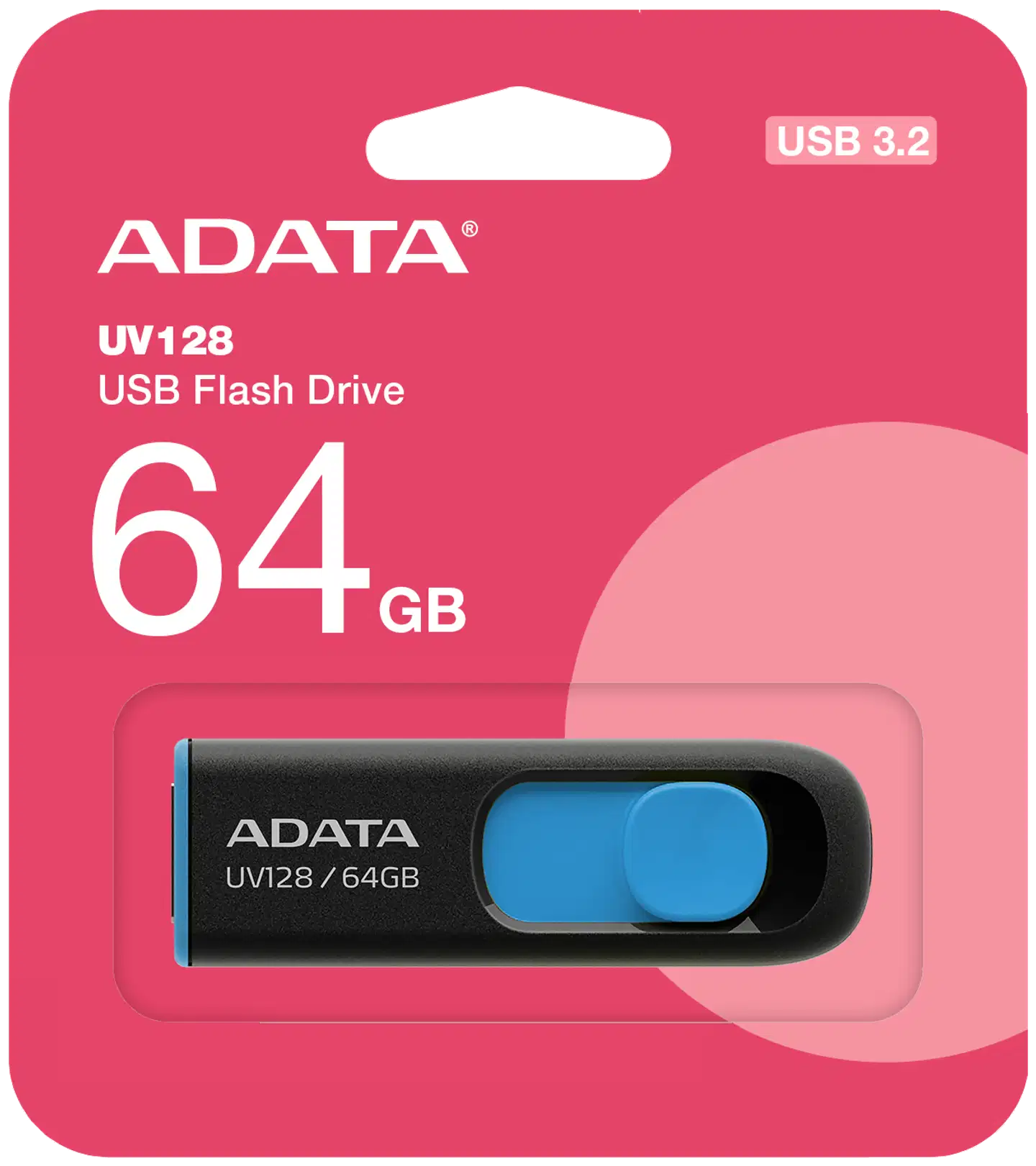 ADATA UV128 USB-muistitikku, 64 GB, musta/sininen (USB-A 3.2 Gen 1) - 2