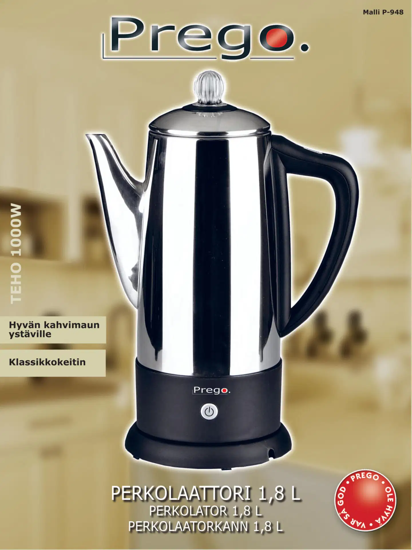 Prego Perkolaattorikahvinkeitin 1,8 l - 2