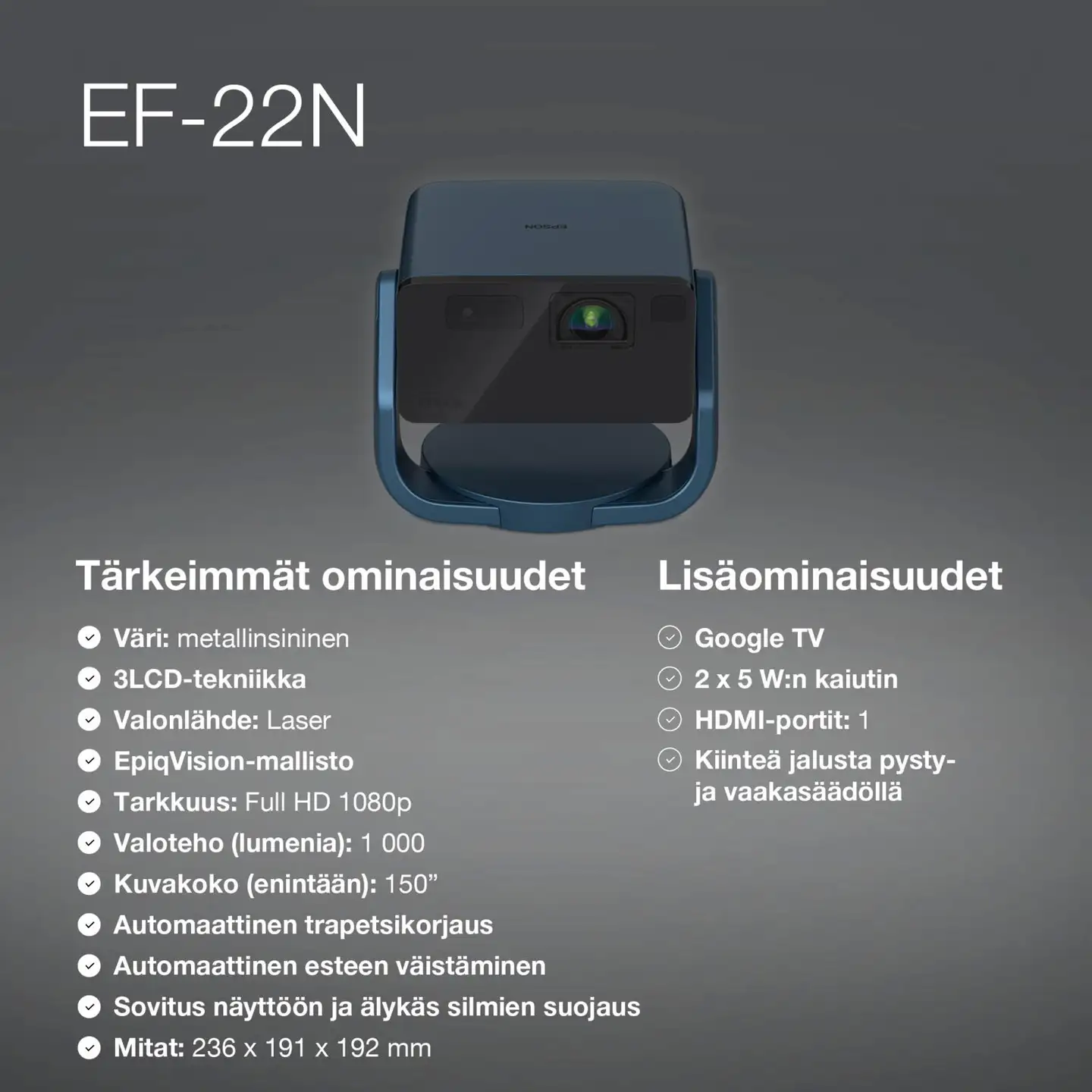 Espon laserprojektori EF-21N sininen - 6