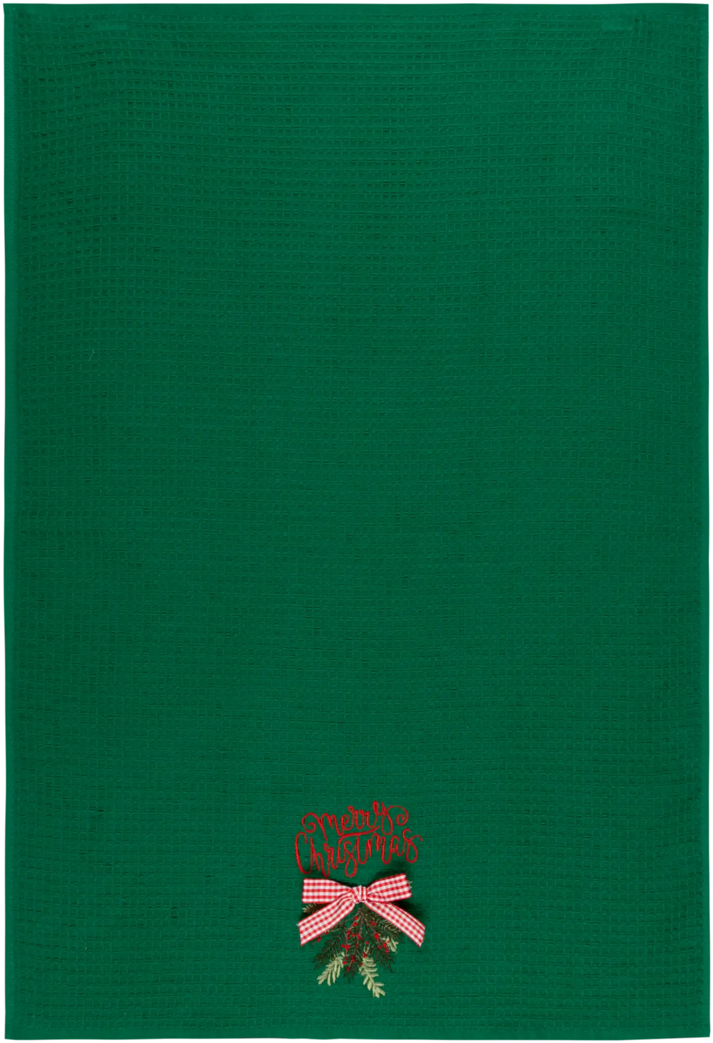 House keittiöpyyhe Merry Christmas vohvelikangas tummanvihreä - 1