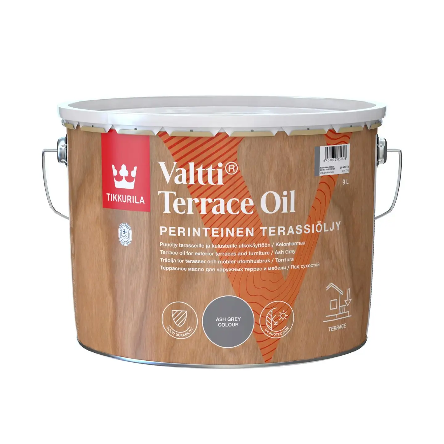 Tikkurila terassiöljy Valtti Terrace Oil 9 l kelonharmaa