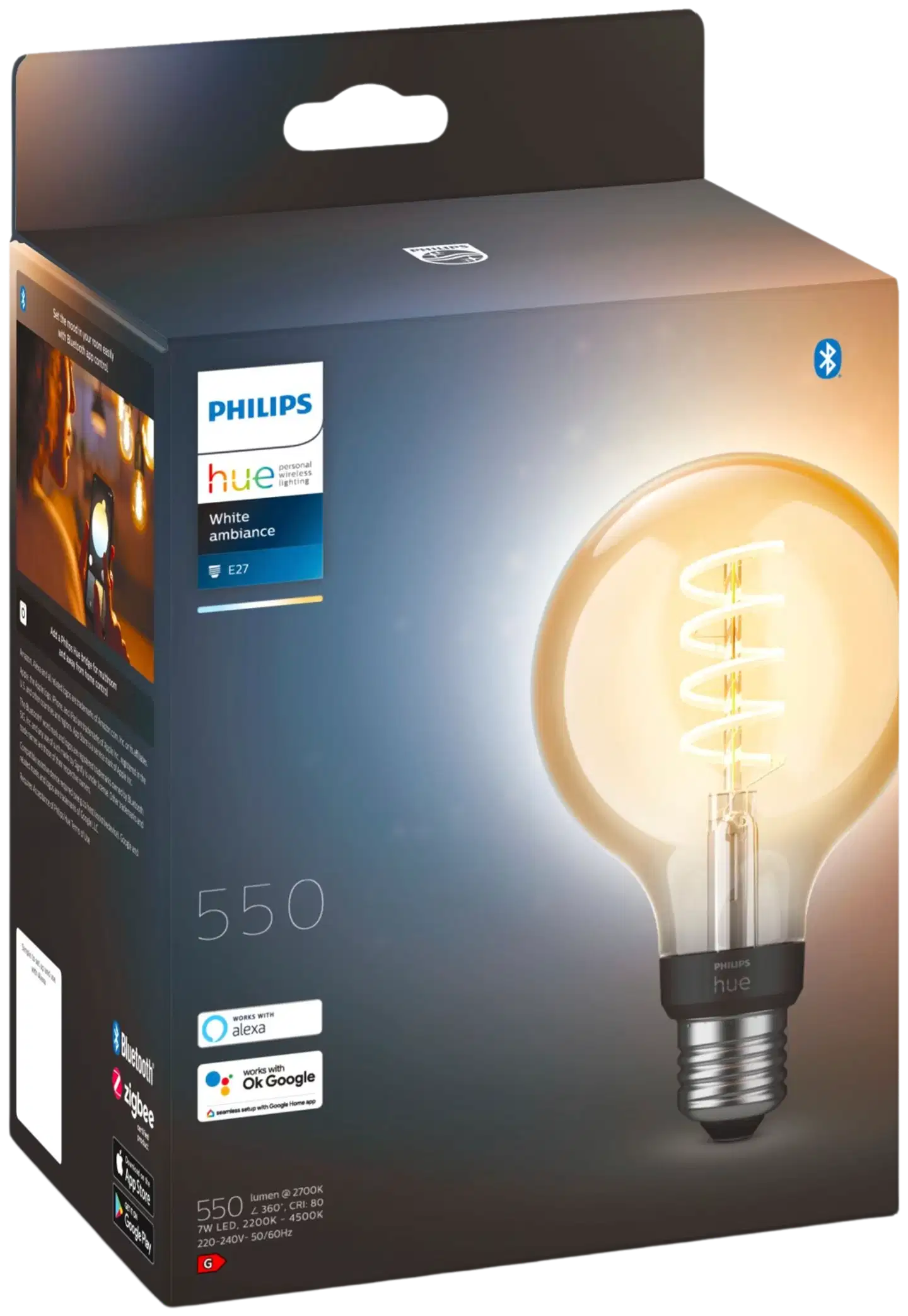 Philips Hue filamentti lamppu 7W G93 E27 2200-4500K 550LM lämmin valkoinen - 2