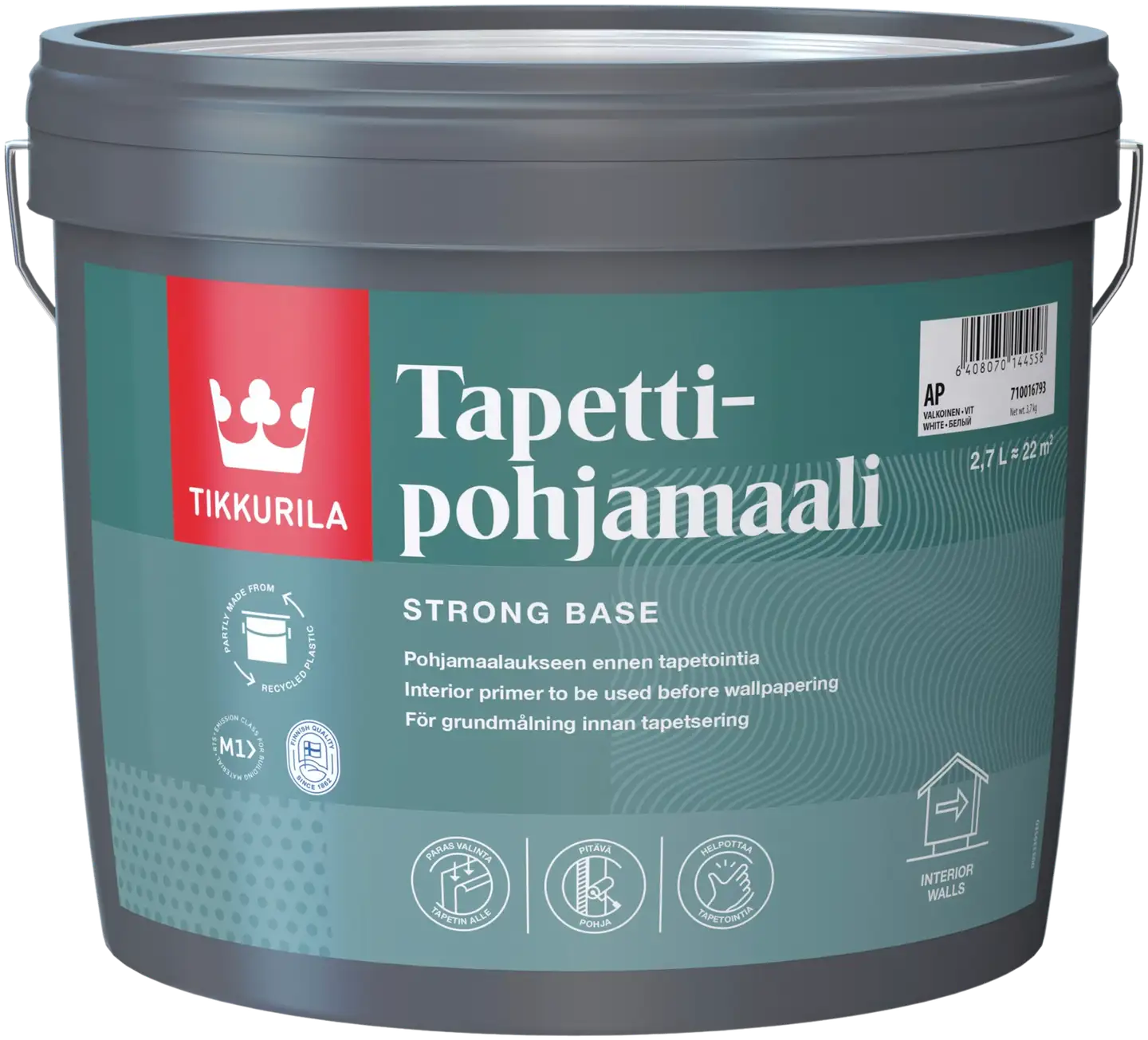 Tikkurila Tapettipohjamaali 2,7 l AP valkoinen sävytettävissä täyshimmeä