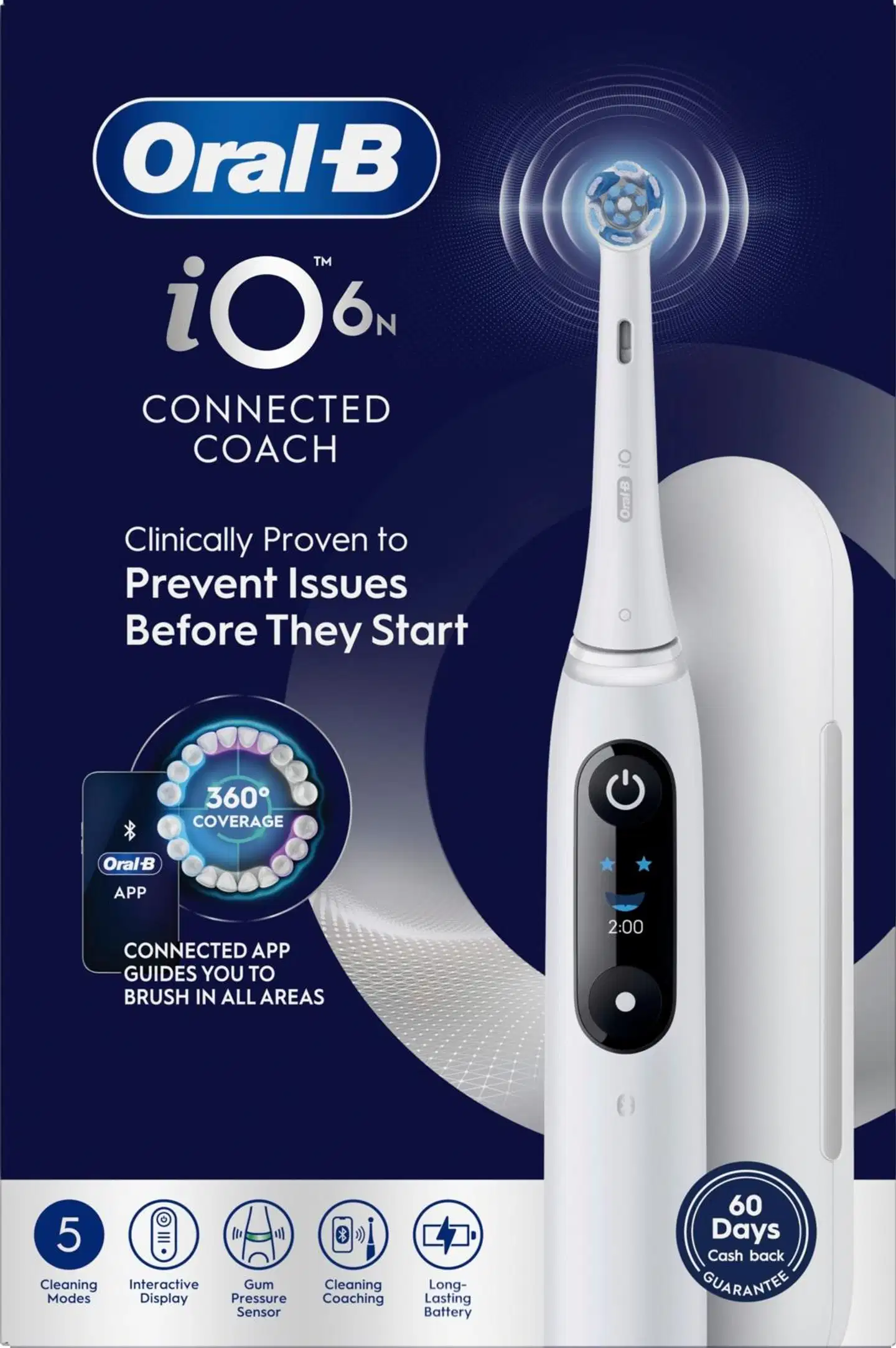 Oral-B iO6 White sähköhammasharja + Travel case + Refill holder + lisävaihtoharja