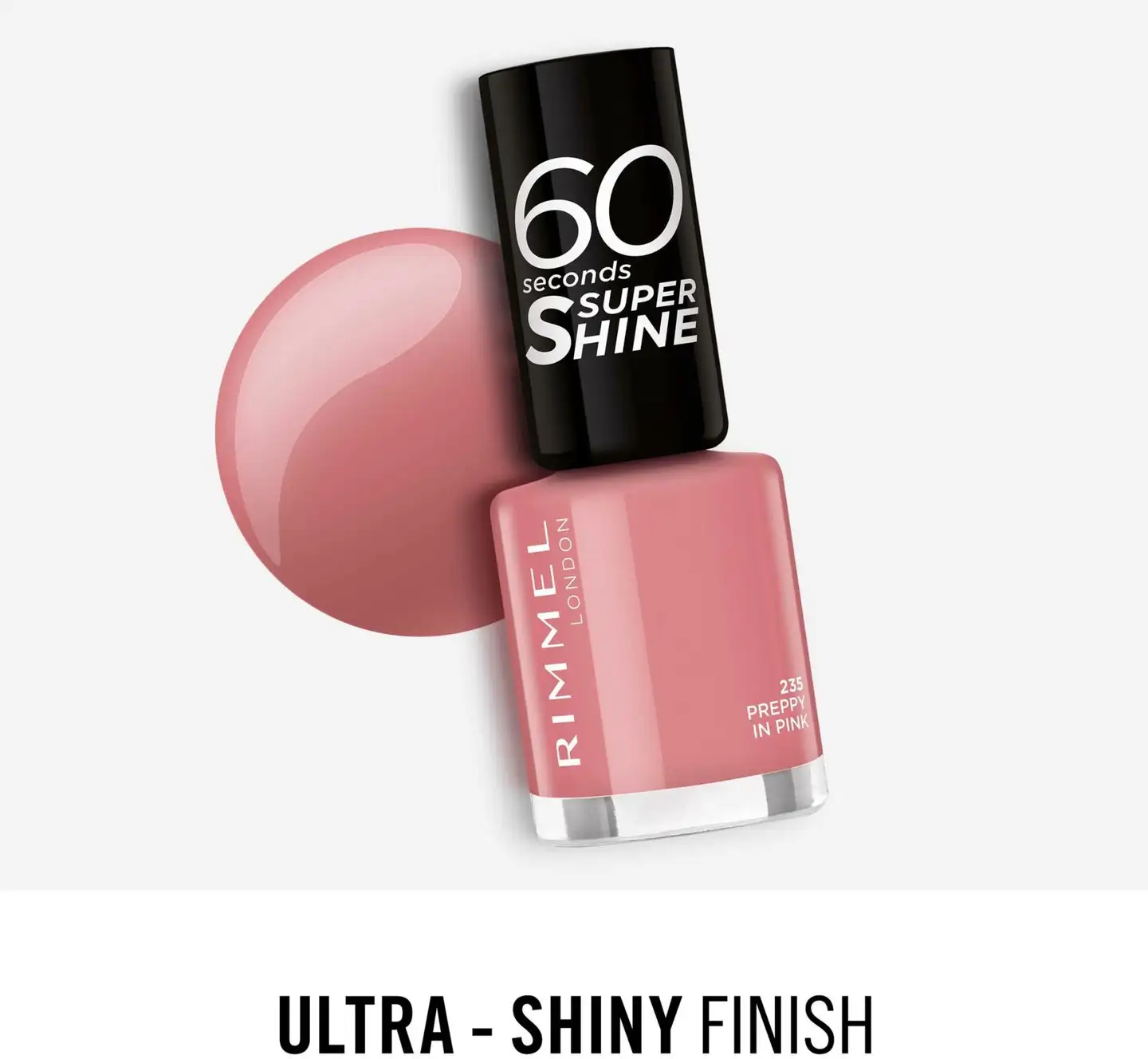 Rimmel 60 Seconds Super Shine kynsilakka 8ml, 235 Preppy in Pink - 5