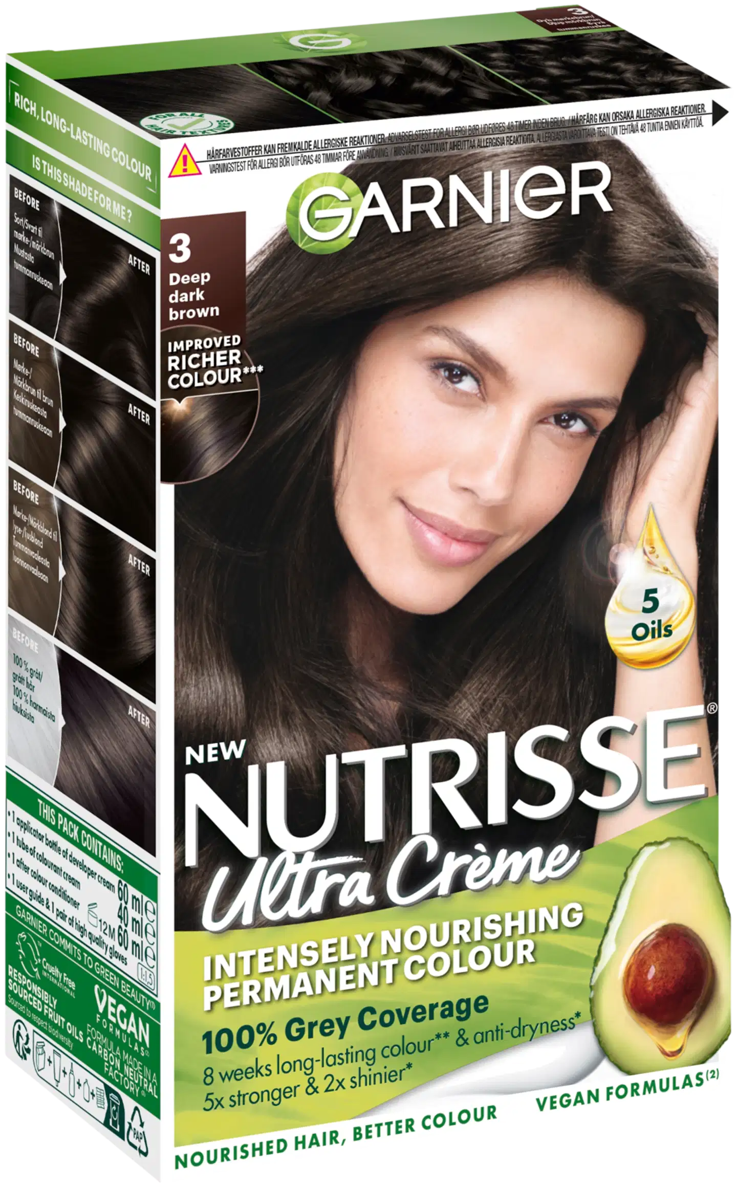Garnier Nutrisse Ultra Creme 3.0 Deep Dark Brown Syvä Tummanruskea kestoväri 1kpl - 2